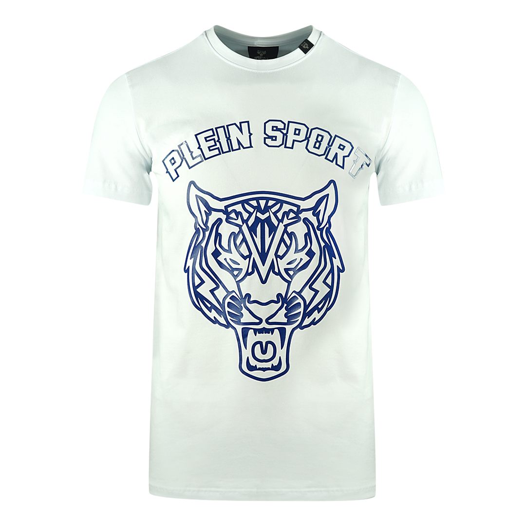 Thumbnail - Plein Sport Großes Schablonen-Tiger-Logo Weißes T-Shirt