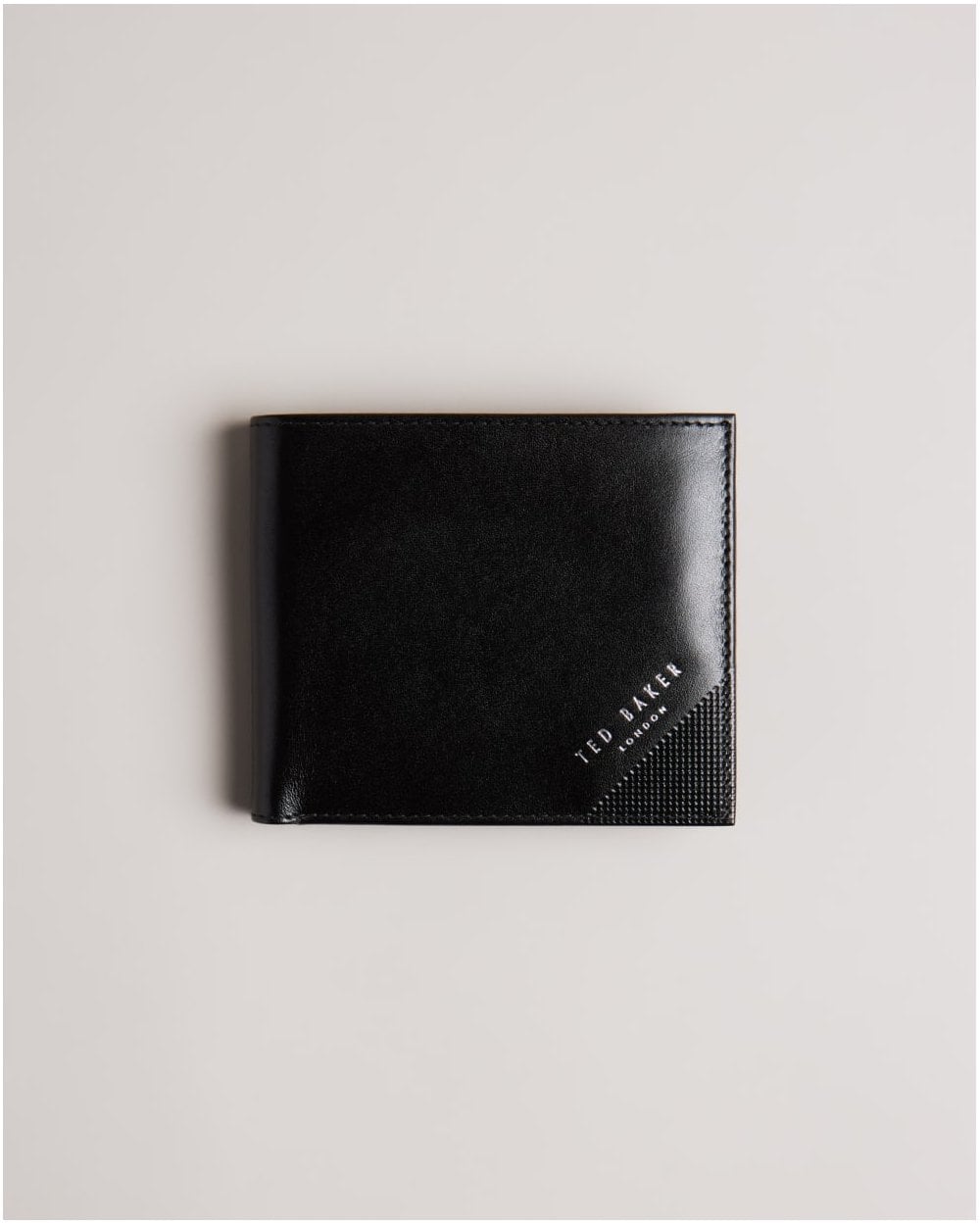 Ted Baker Prugs Heren Gegraveerde Hoek Leren Bifold Munt Portemonnee