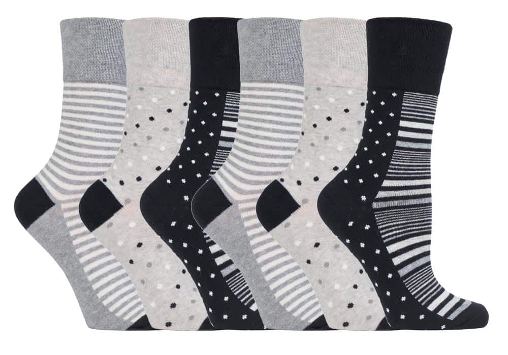 Gentle Grip Grå - 6 Par Icke Elastiska -Strumpor För Damer - Gg135