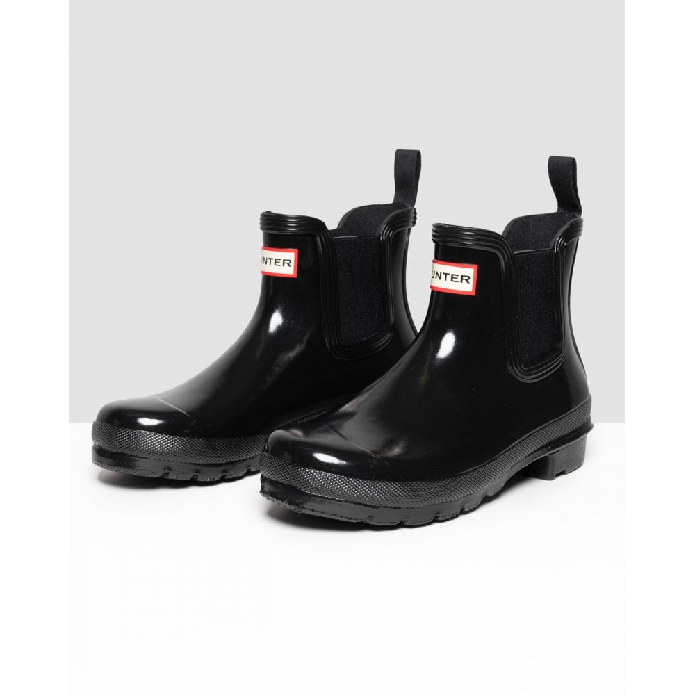 Hunter Original Chelsea Gloss Womens Boots – Black Rubber – Size UK 6