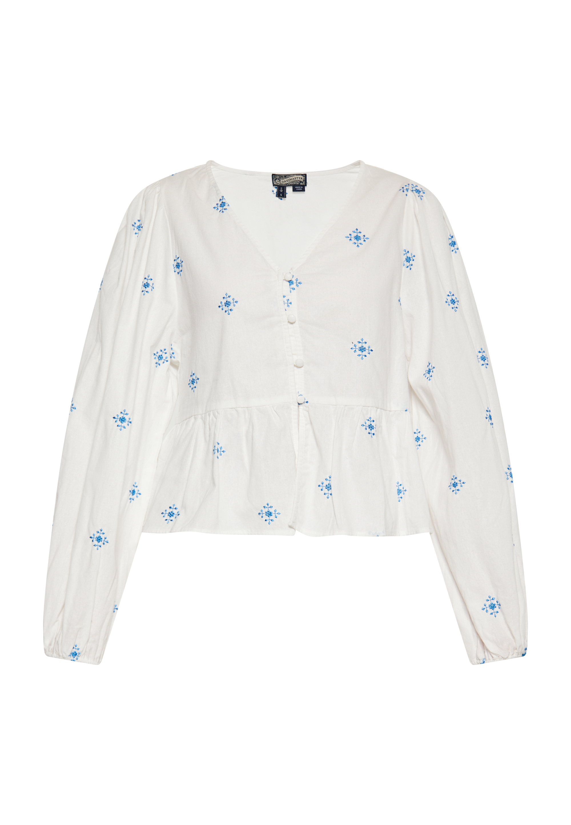 Thumbnail - Dreimaster Bluse Damen Wollweiss Blau