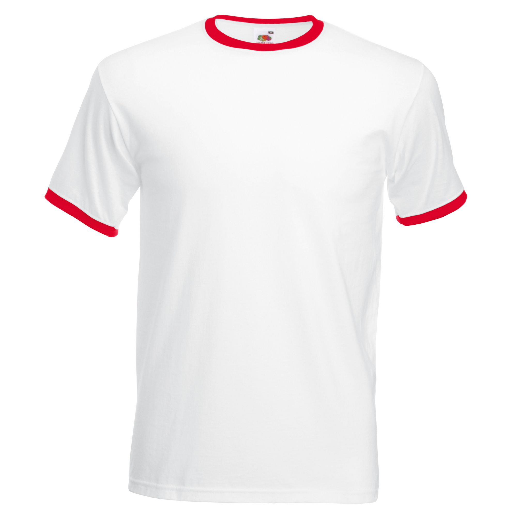 Thumbnail - Fruit Of The Loom Herren Ringer T-Shirt (Weiß/Rot)