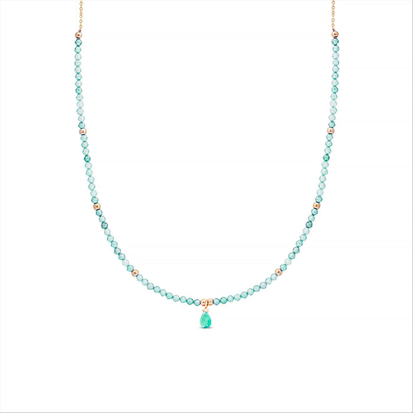 Thumbnail - Luxenter Halskette, Metalllegierung athat und amazonit 18K vergoldet