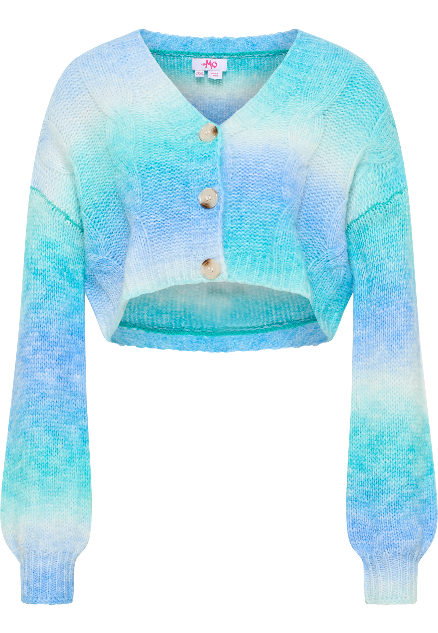 Thumbnail - Mymo Strickjacke Damen Türkis Mehrfarbig