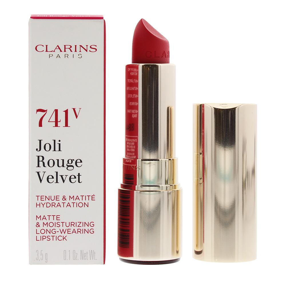 Clarins Womens Joli Rouge Velvet Matte & Moisturizing Long Wearing Lipstick 741V Red Orange 3.5g - One Size