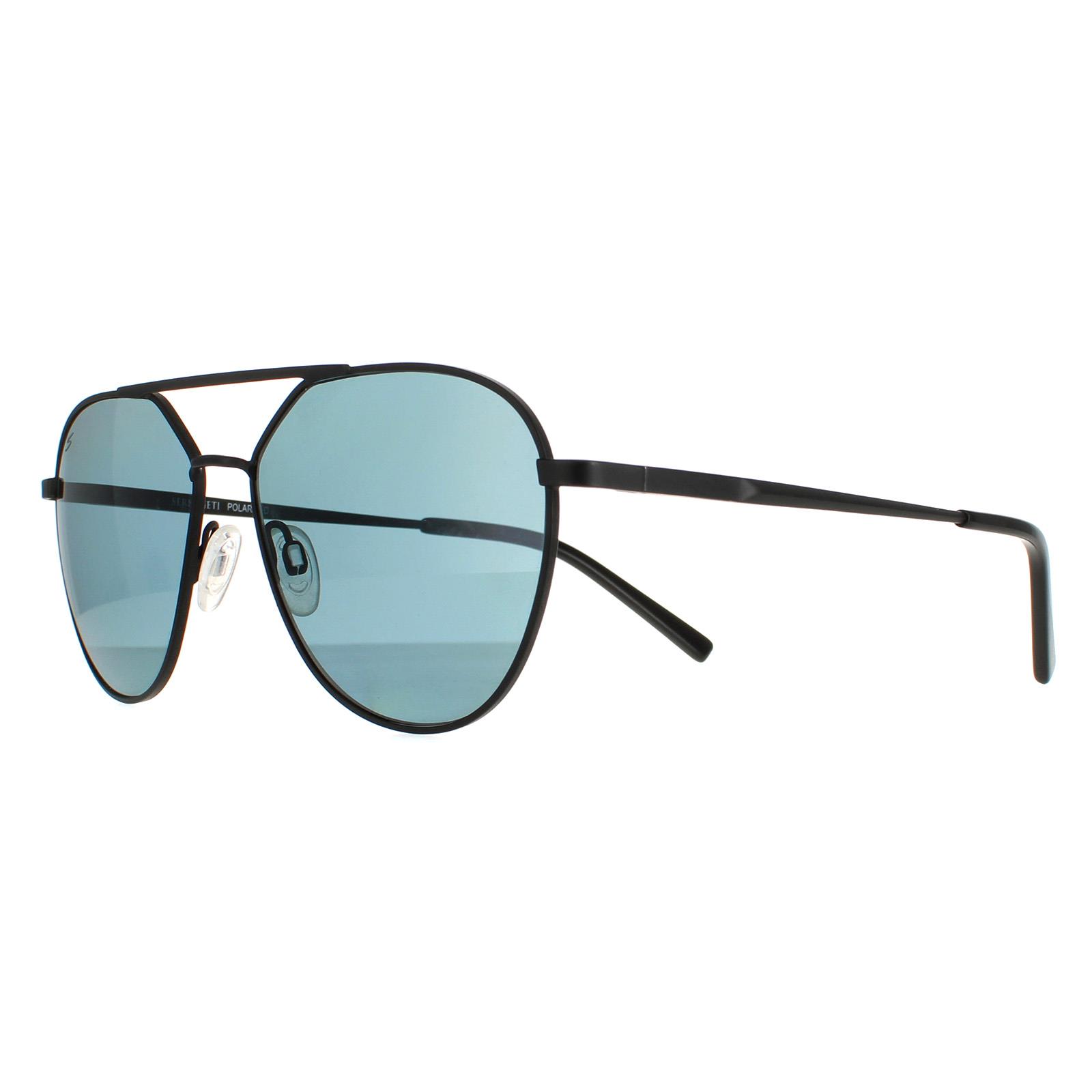Serengeti Aviator Unisex Matte Svart Saturnus Polariserad Petrol Blå Odell solglasögon herr – bild 6