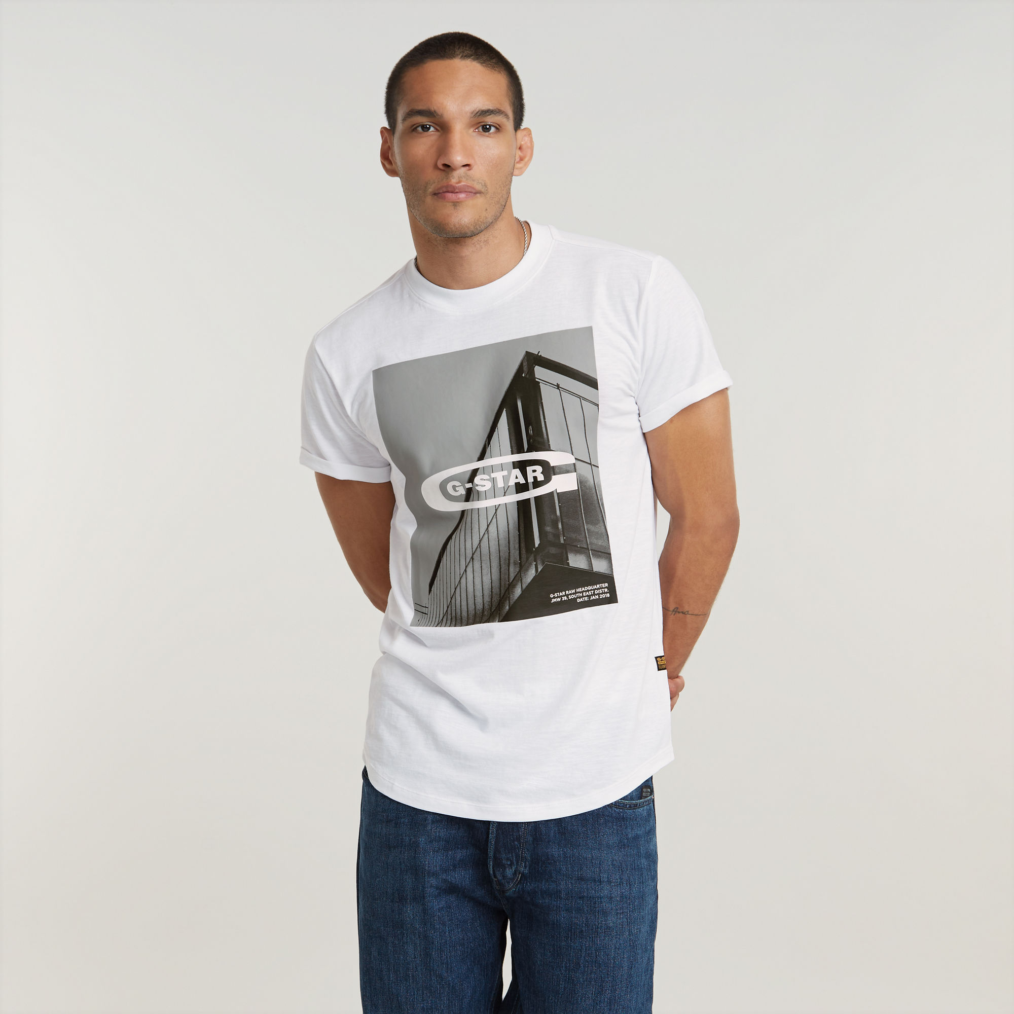 G Star Raw Mens G-Star RAW HQ Old School Logo Lash T-Shirt - White Cotton - Size X-Small