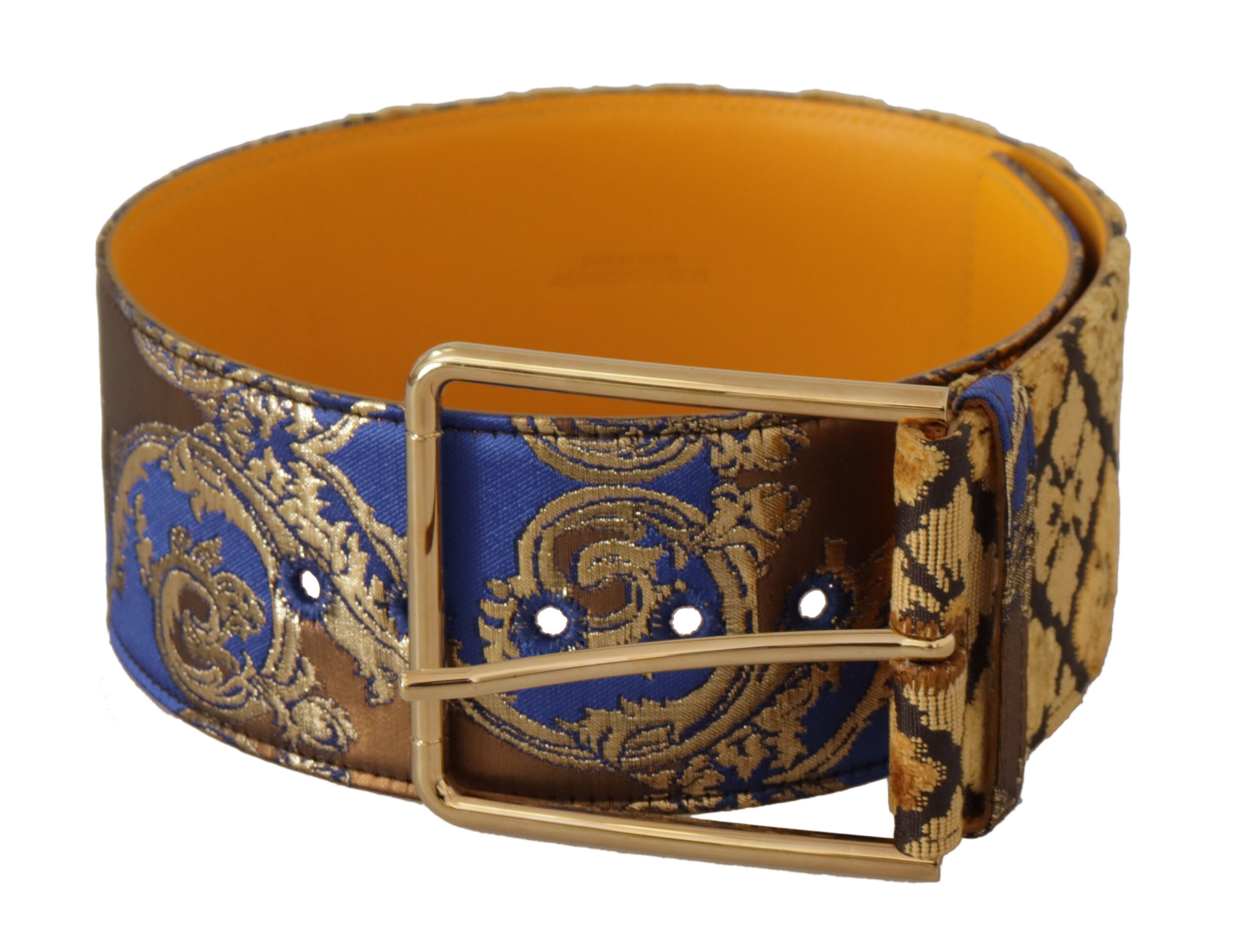 Dolce & Gabbana Womens Genuine Leather Logo Engraved Buckle Belt - Blue - Size 70 cm