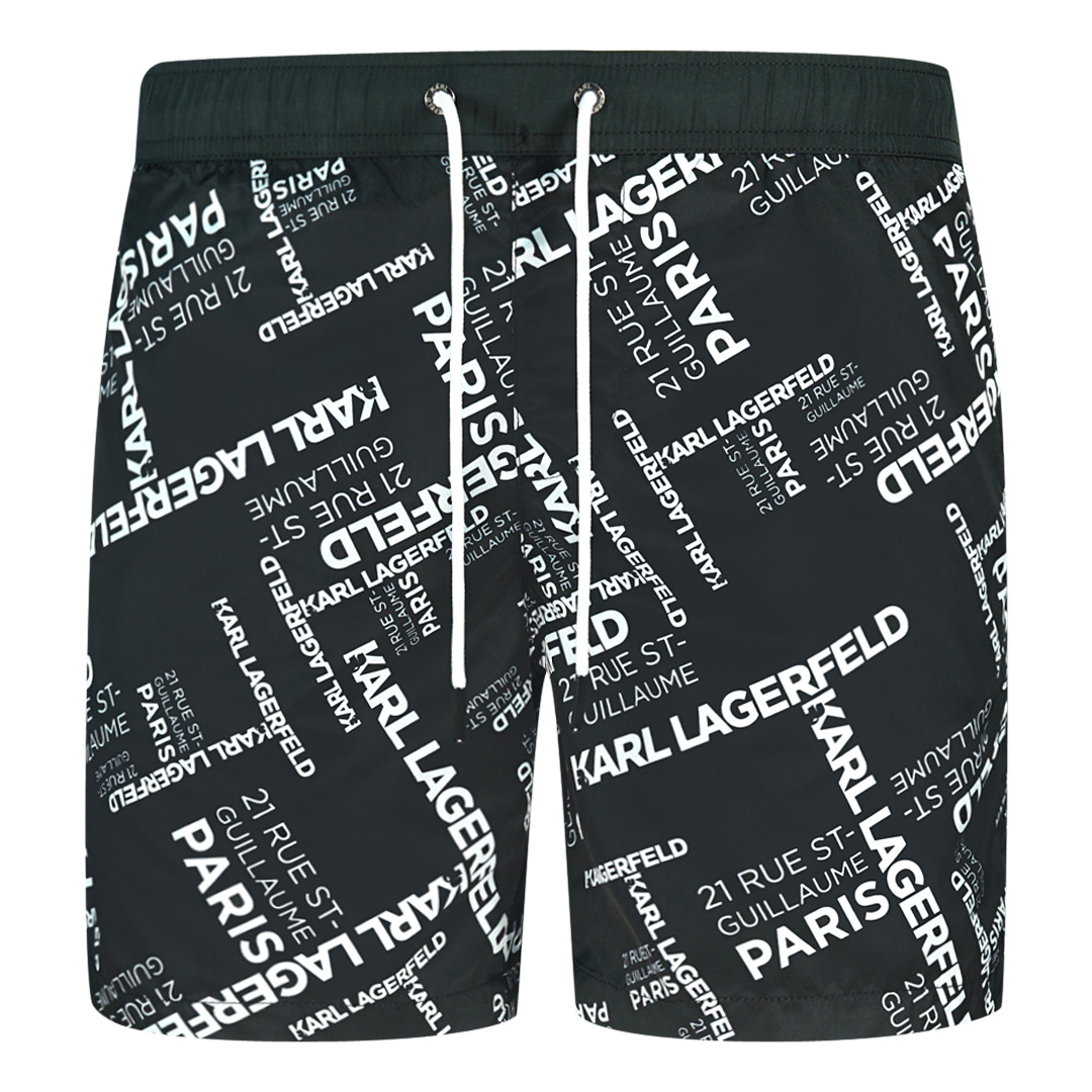 Thumbnail - Karl Lagerfeld Paris Logo Schwarze Badehose