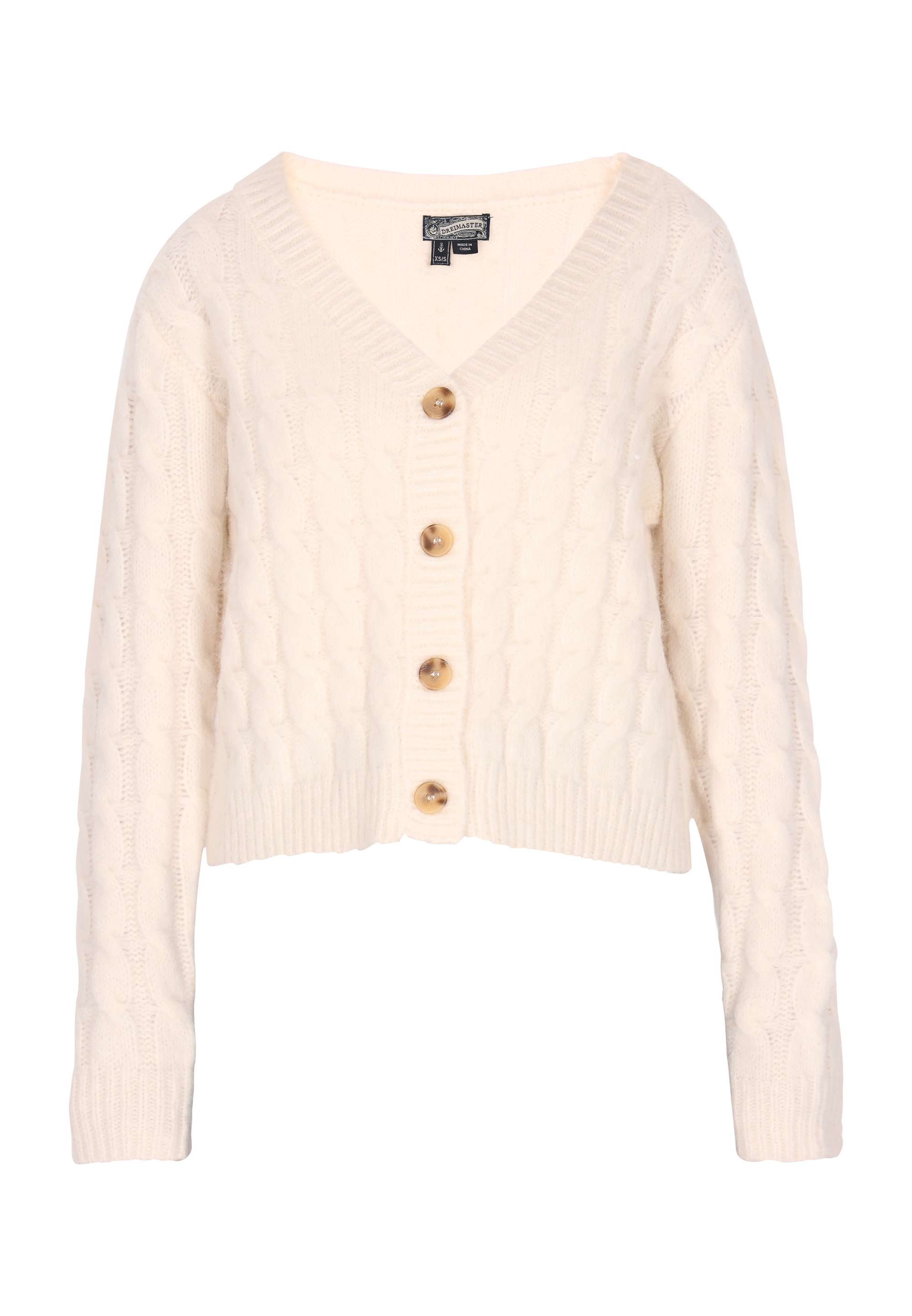 Thumbnail - Dreimaster Cardigan Damen Wollweiss Melange