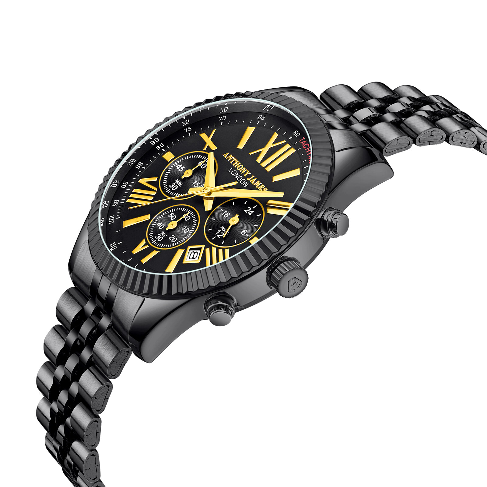 Anthony James Handmonterad Limited Edition Chrono Sports Black 5 års garanti analoga klockor herr – bild 2