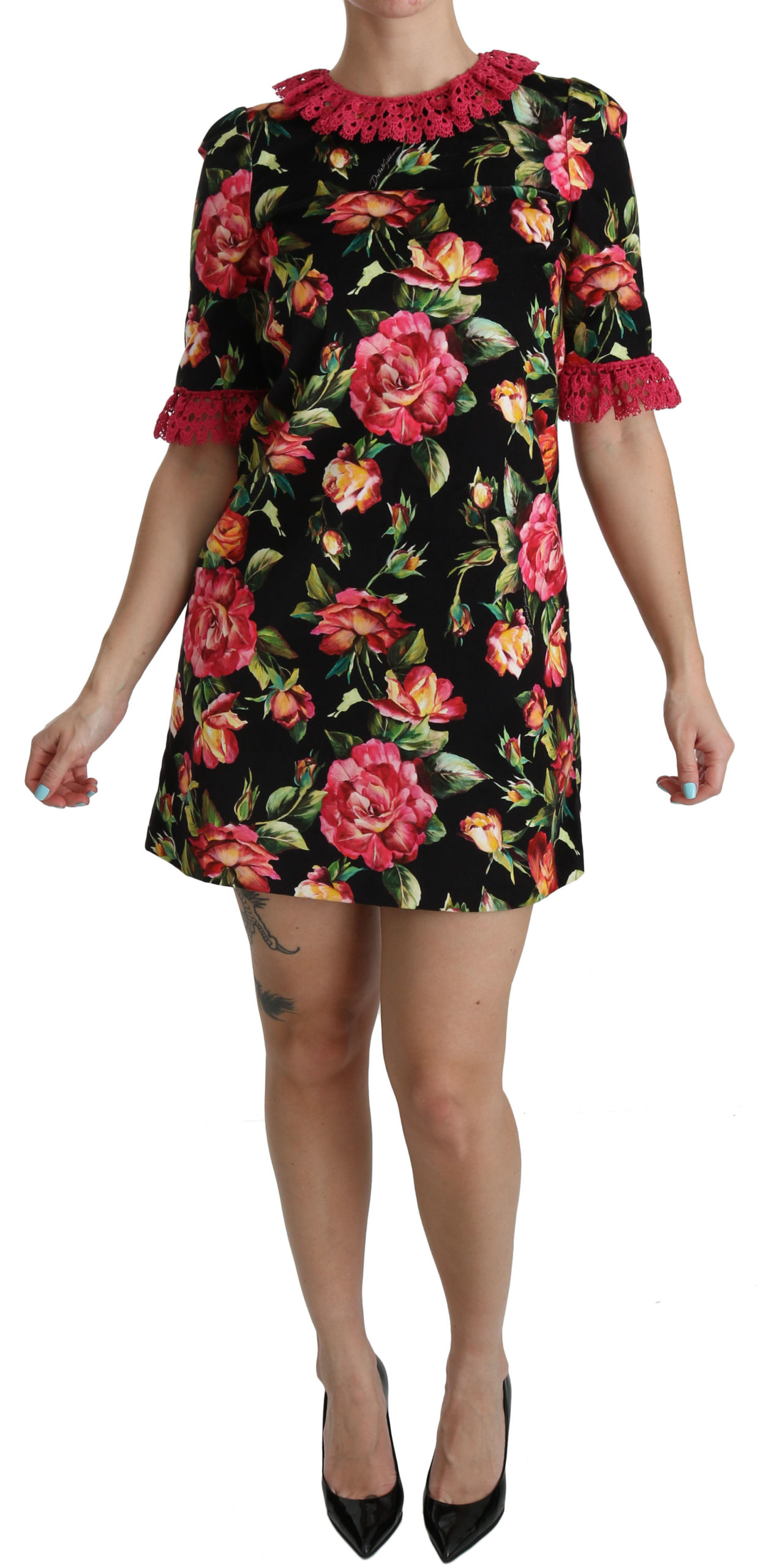 Dolce&Gabbana Blommig Rosa Spets A-Linje Formell Minikjol dam – bild 2