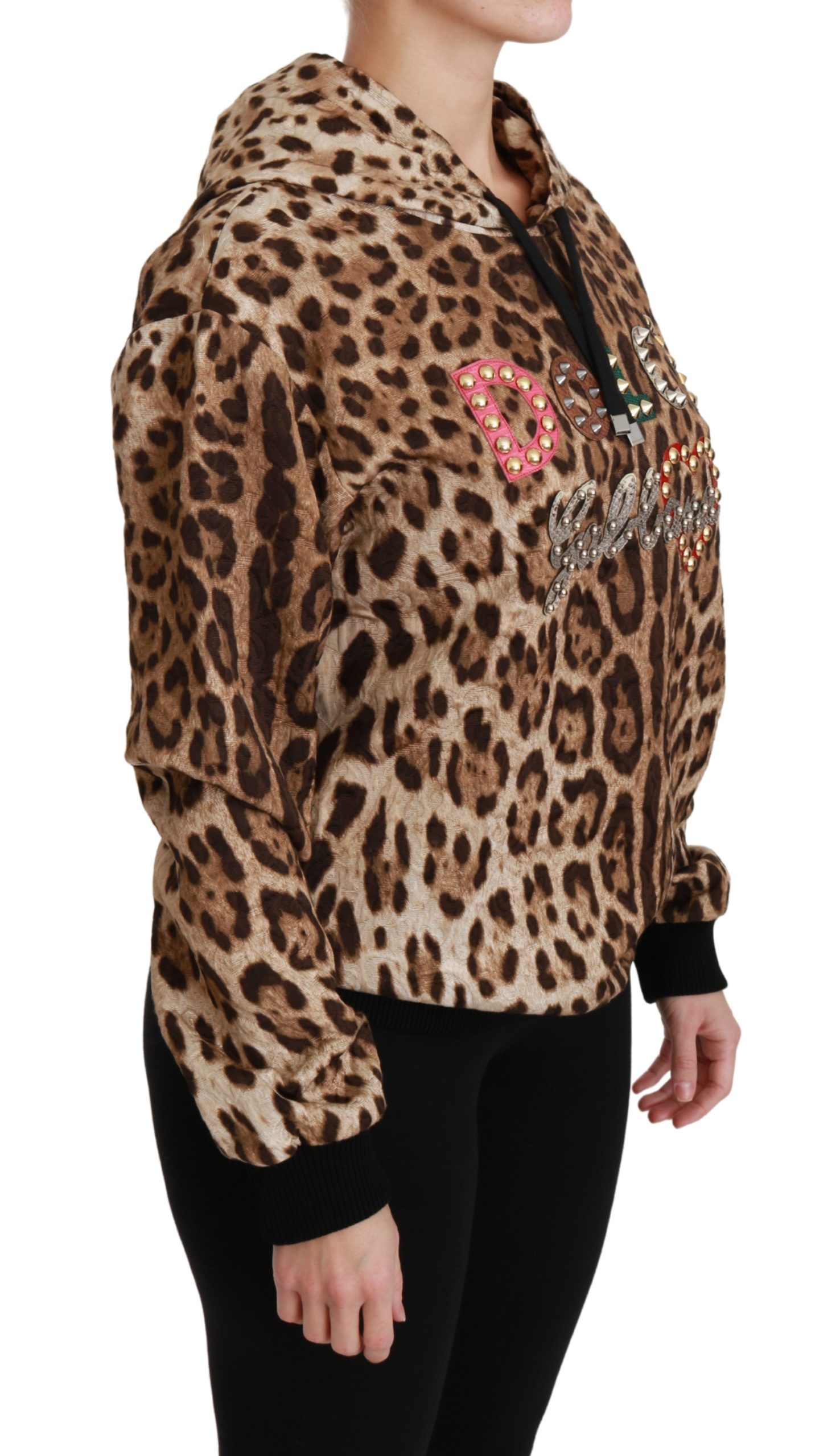 Dolce&Gabbana Brun Huvtröja med Nitar i Ayers Leopard dam – bild 2
