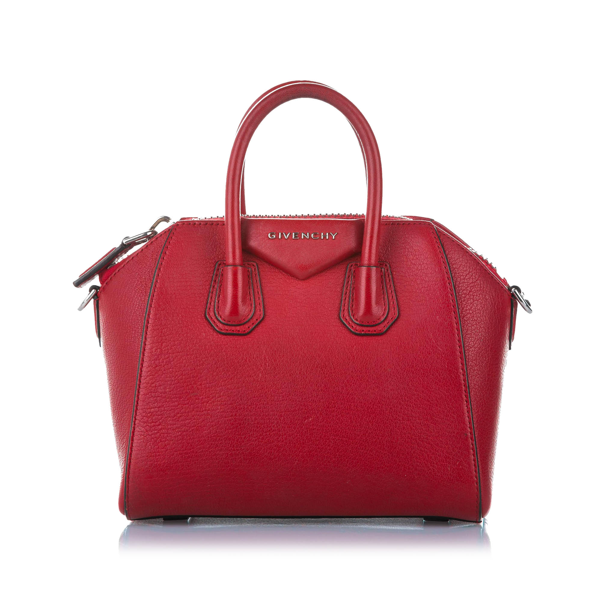 Thumbnail - Vintage Givenchy Antigona Leather Satchel Red