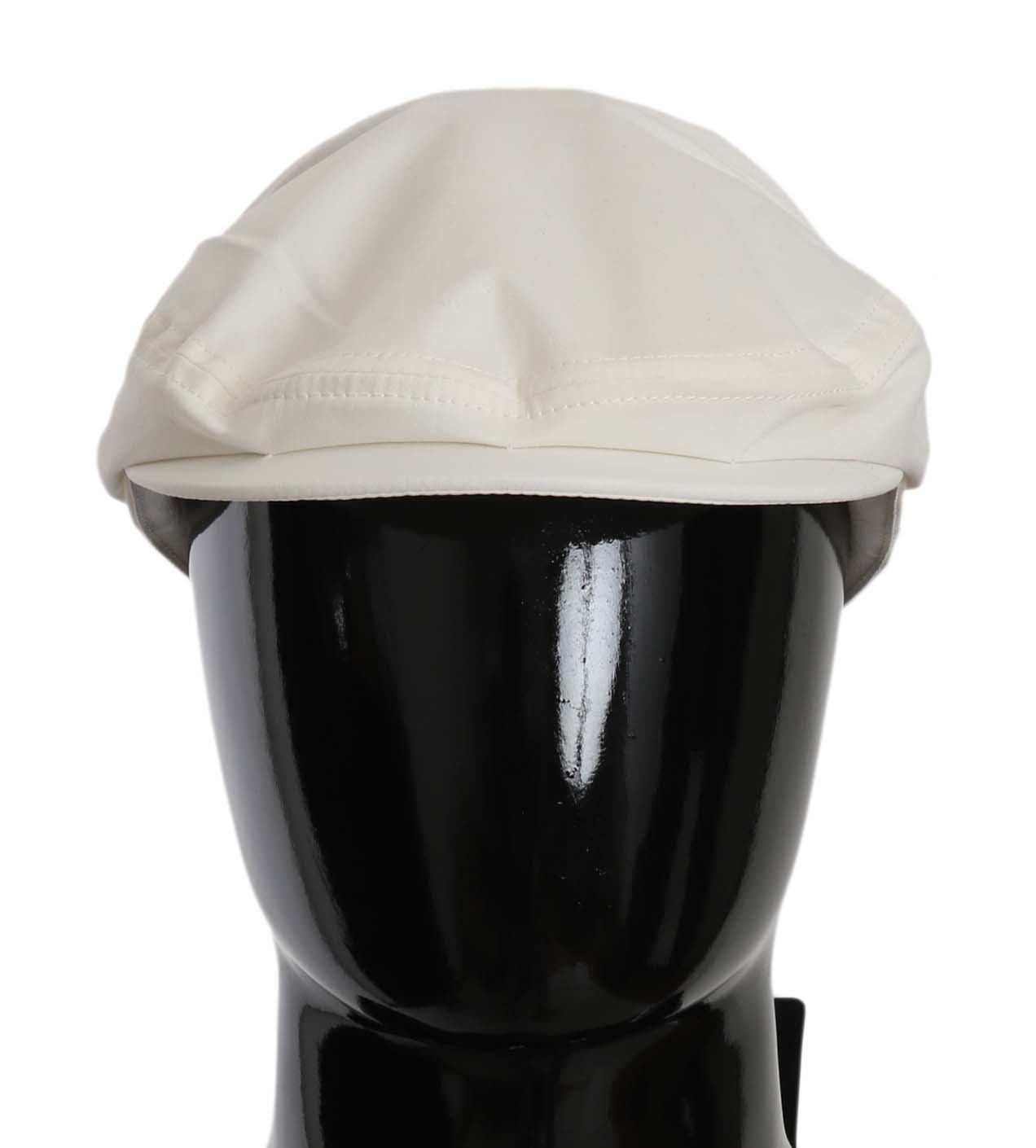 Dolce & Gabbana Men's White Cotton Stretch Logo Newsboy Hat Cap