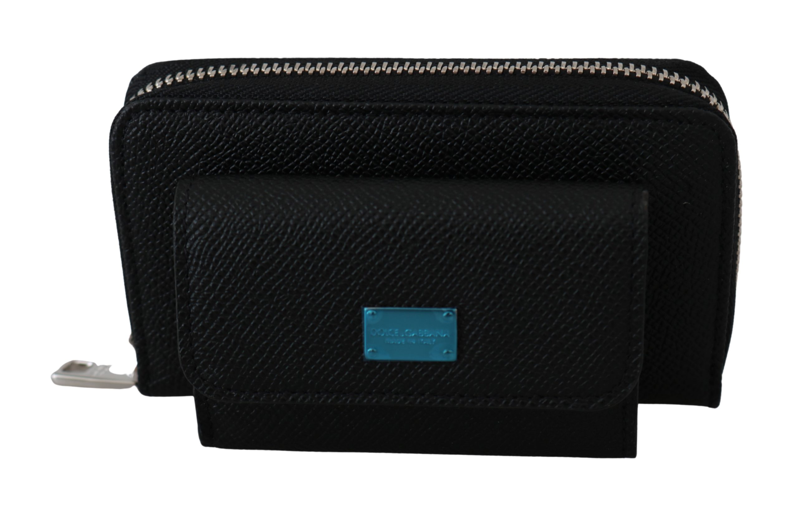 Thumbnail - Dolce & Gabbana Schwarze Herren Münzbörse mit Reißverschluss 100% Leder Geldbörse