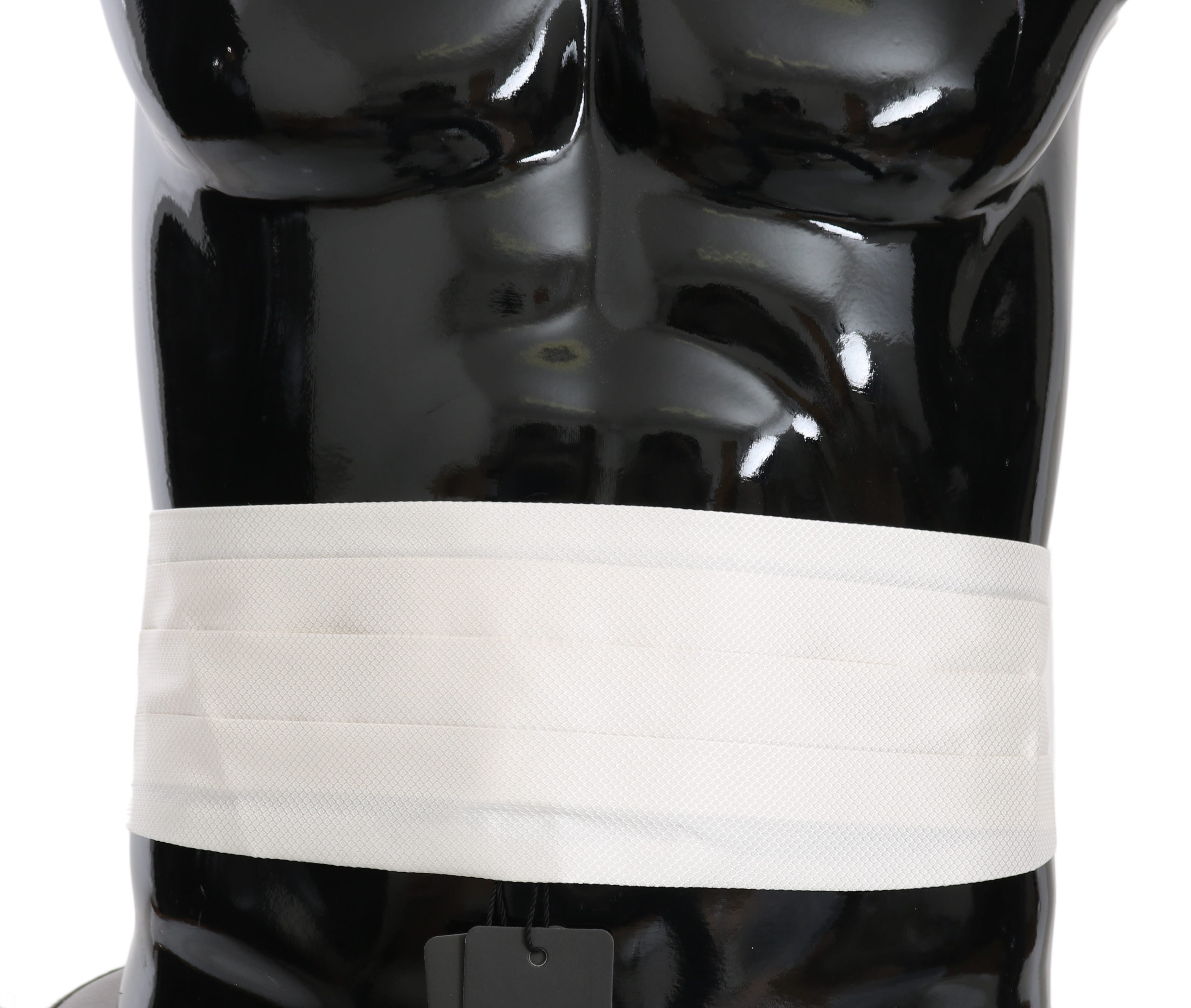 Thumbnail - Dolce & Gabbana White Men's Waist Belt 100% Silk Cummerbund (ceinture pour homme)