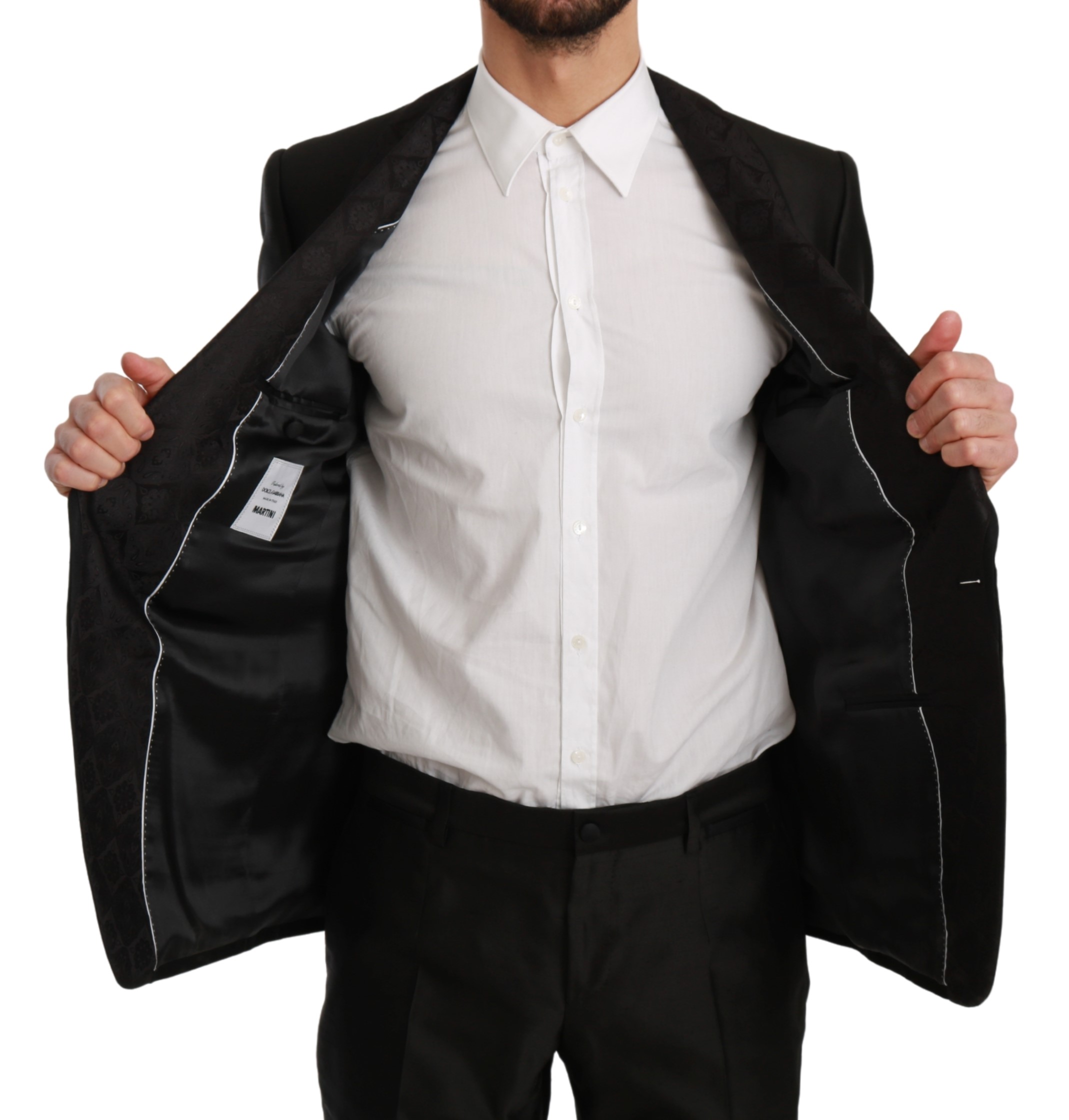 Dolce&Gabbana Black Slim Fit 2-delad MARTINI Silkesdräkt kostymer herr – bild 2