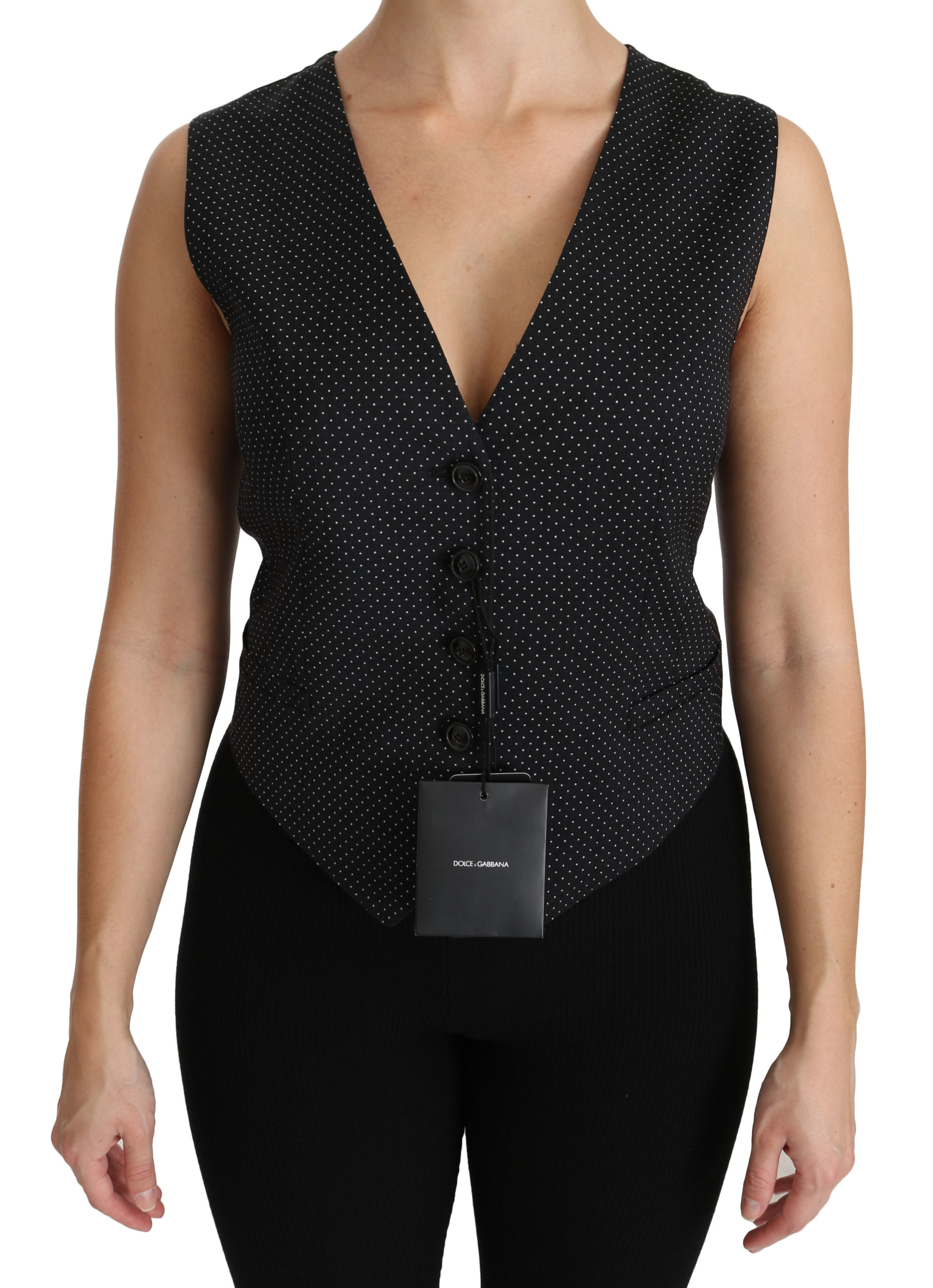 Dolce & Gabbana Schwarze Gepunktete Weste Bluse Top