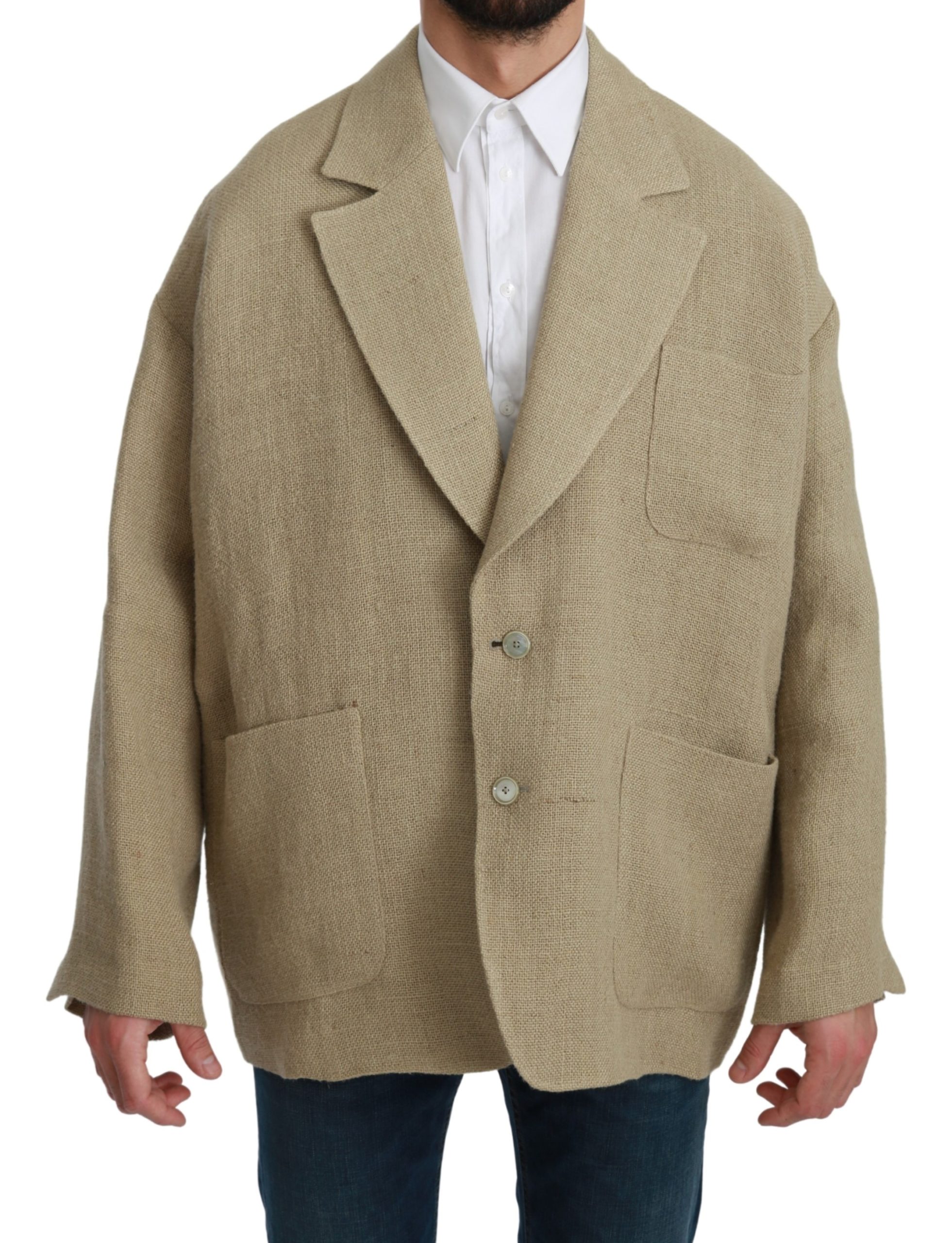 Beige Jacka Kappa 100% Jute Blazer Kappa