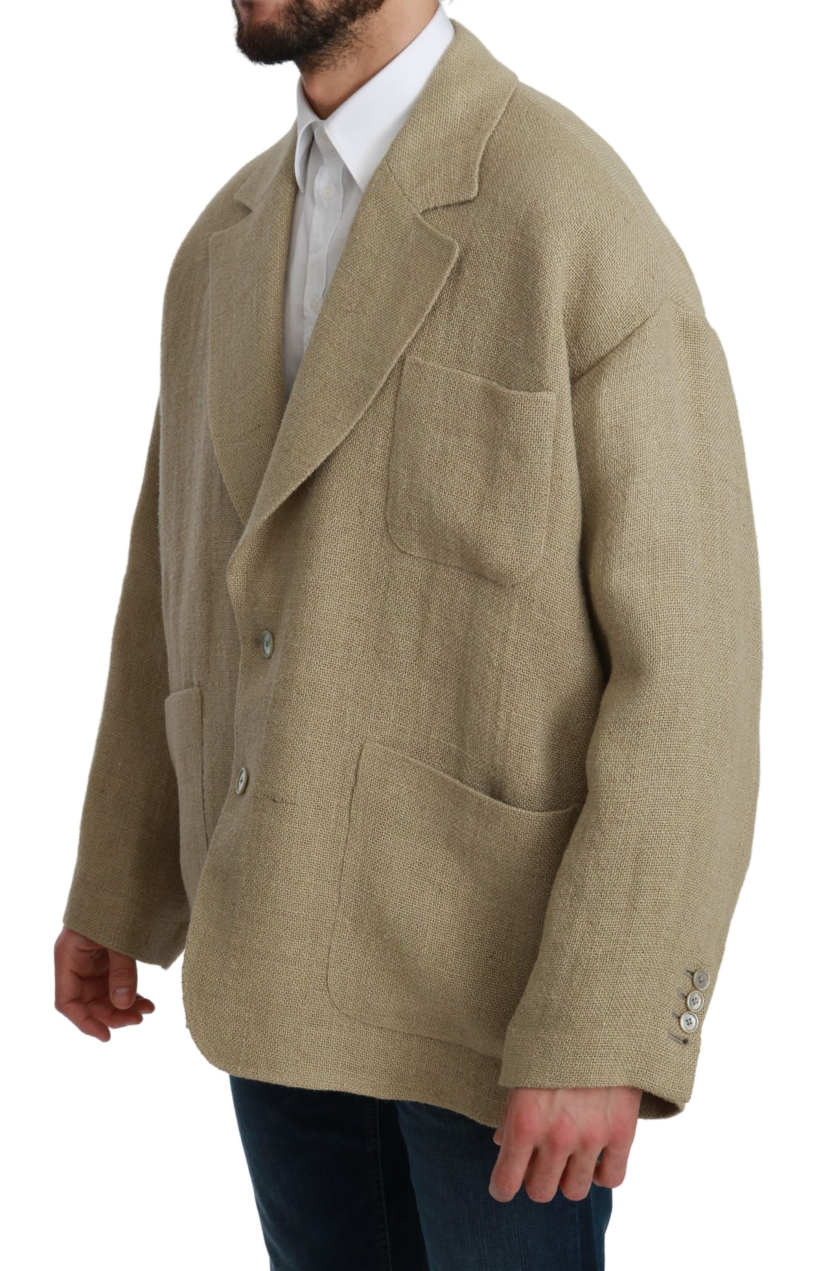 Dolce&Gabbana Beige Jacka Kappa 100% Jute Blazer Kappa herr – bild 2