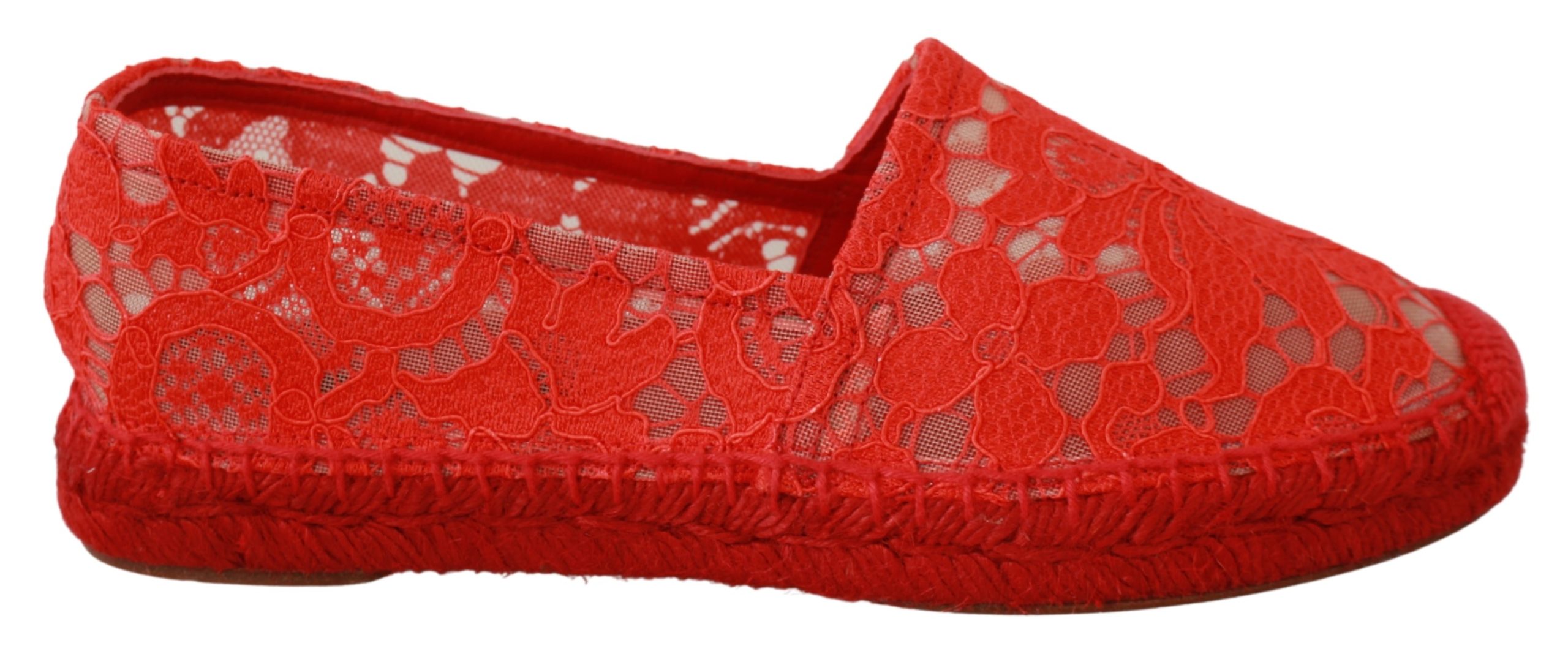 Dolce & Gabbana Damen Mehrfarben Rote Spitze Baumwoll-Espadrilles Ballerinas Eu35