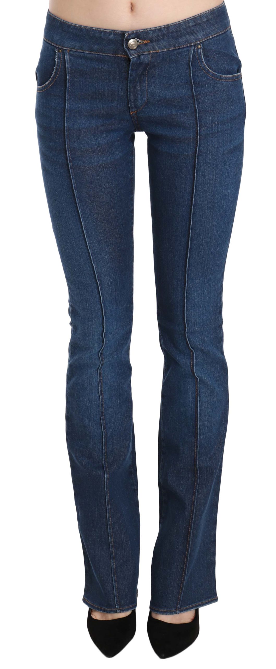 Just Cavalli Blaue Niedrige Taille Bootcut-Jeans