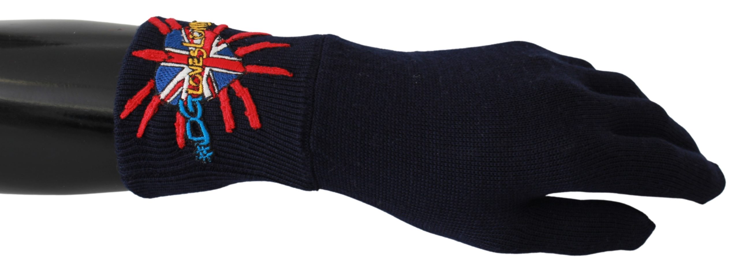 Thumbnail - Dolce & Gabbana Blue # Dmen'slondon Broidered Wool Men's Gloves