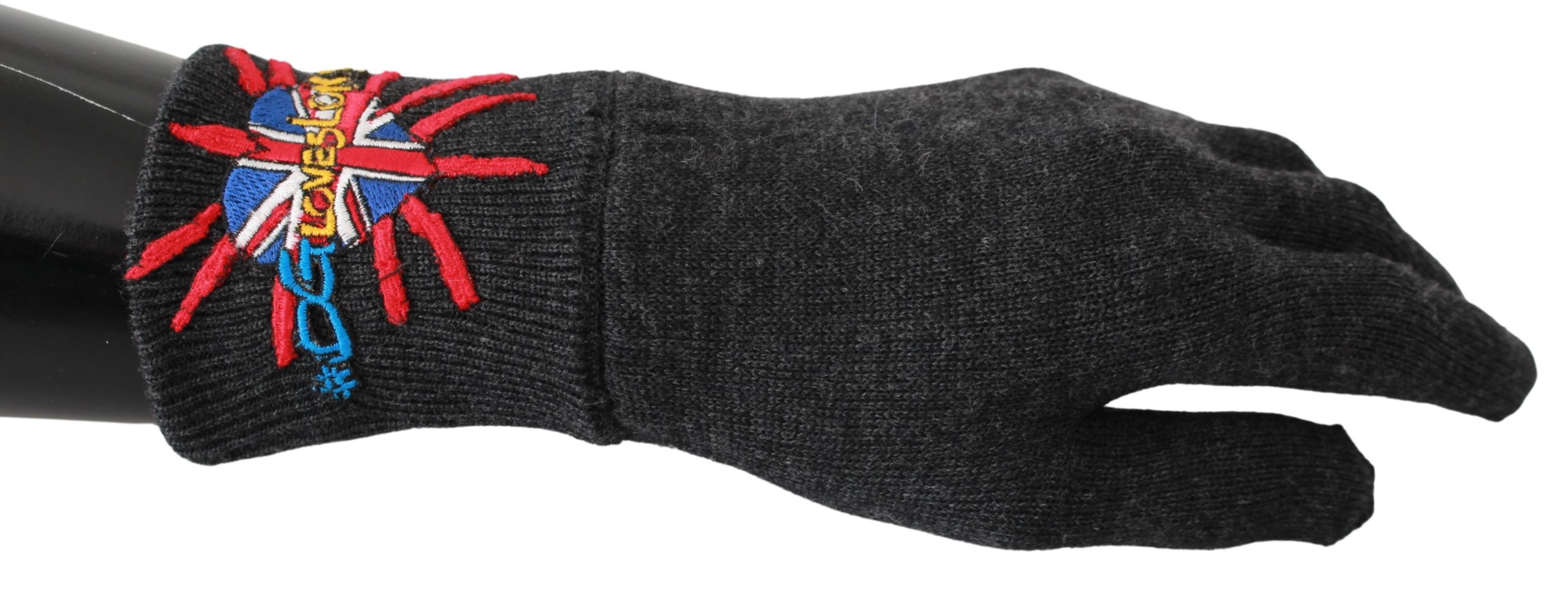 Thumbnail - Dolce & Gabbana Gray # Dmen'slondon Broidered Wool Men's Gloves