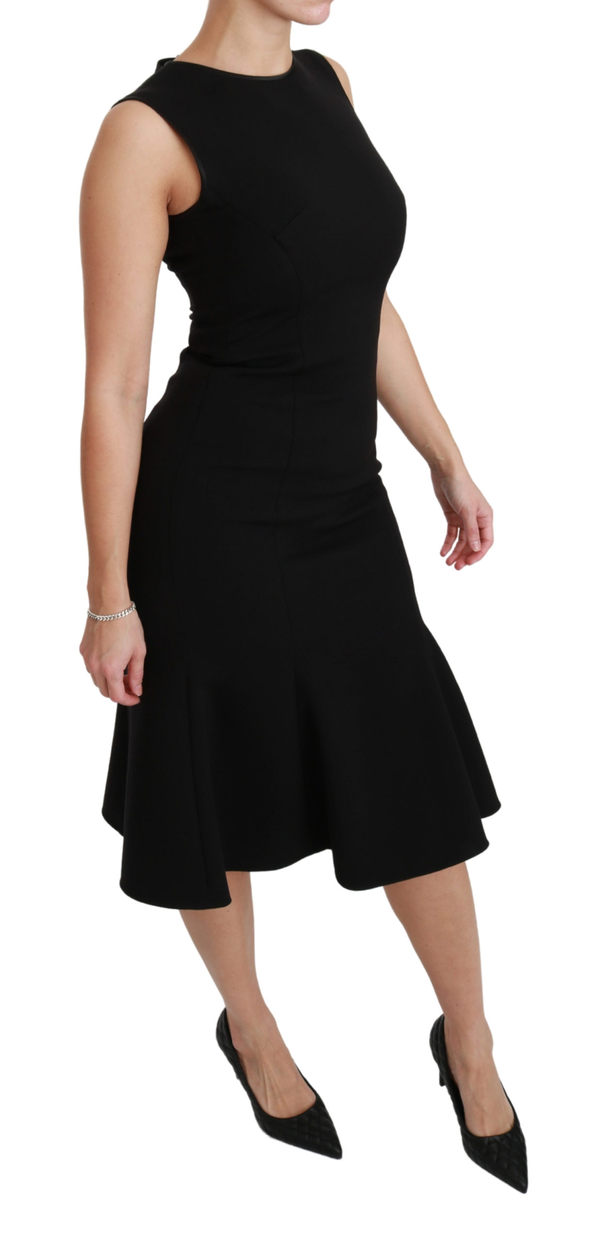 Svart Stretch Wool Fit Flare Klänning 2