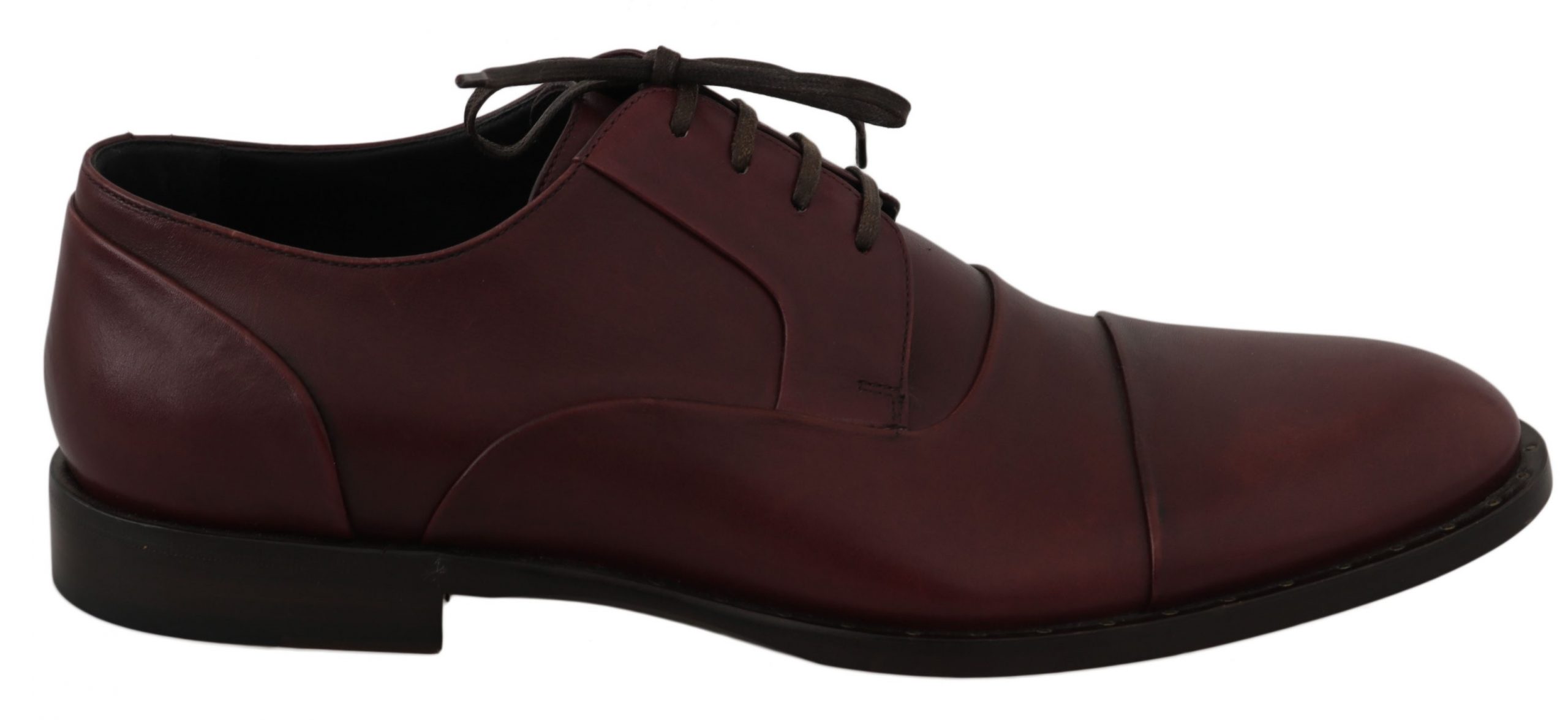 Thumbnail - Dolce & Gabbana Rote Bordeaux-Leder Derby-Halbschuhe
