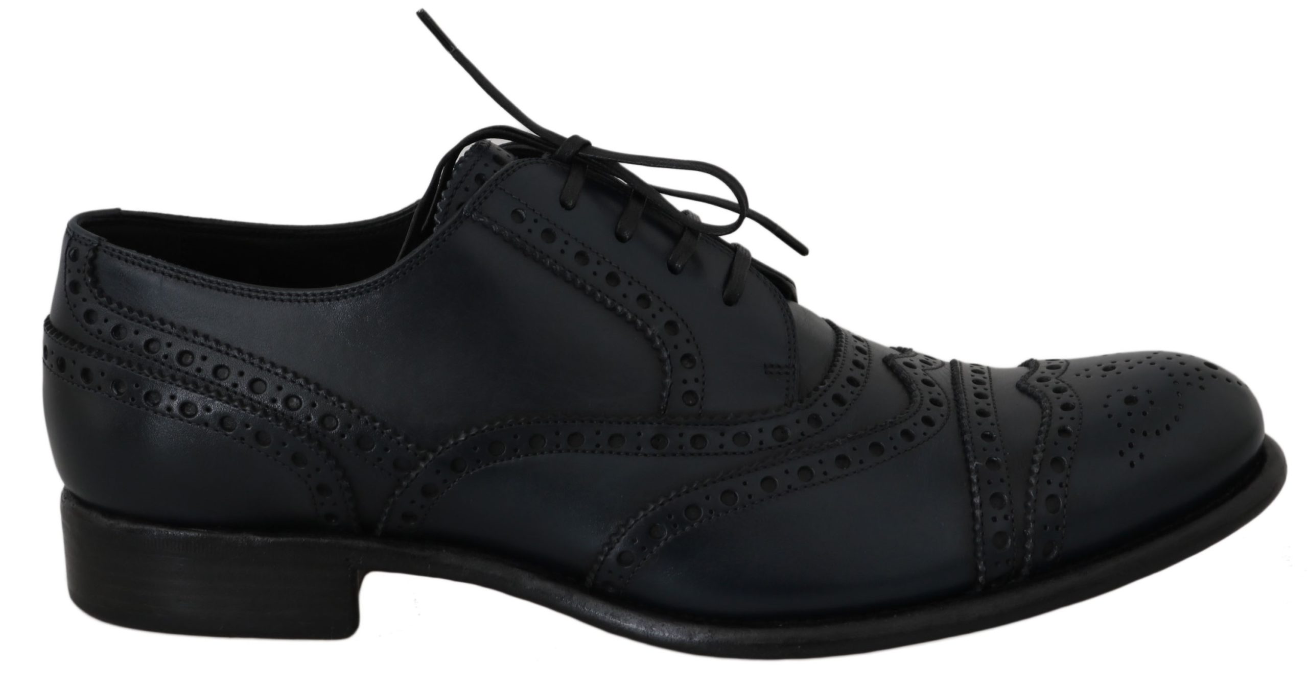 Thumbnail - Dolce & Gabbana Dunkelblaue Leder Wingtip Oxford Anzugschuhe