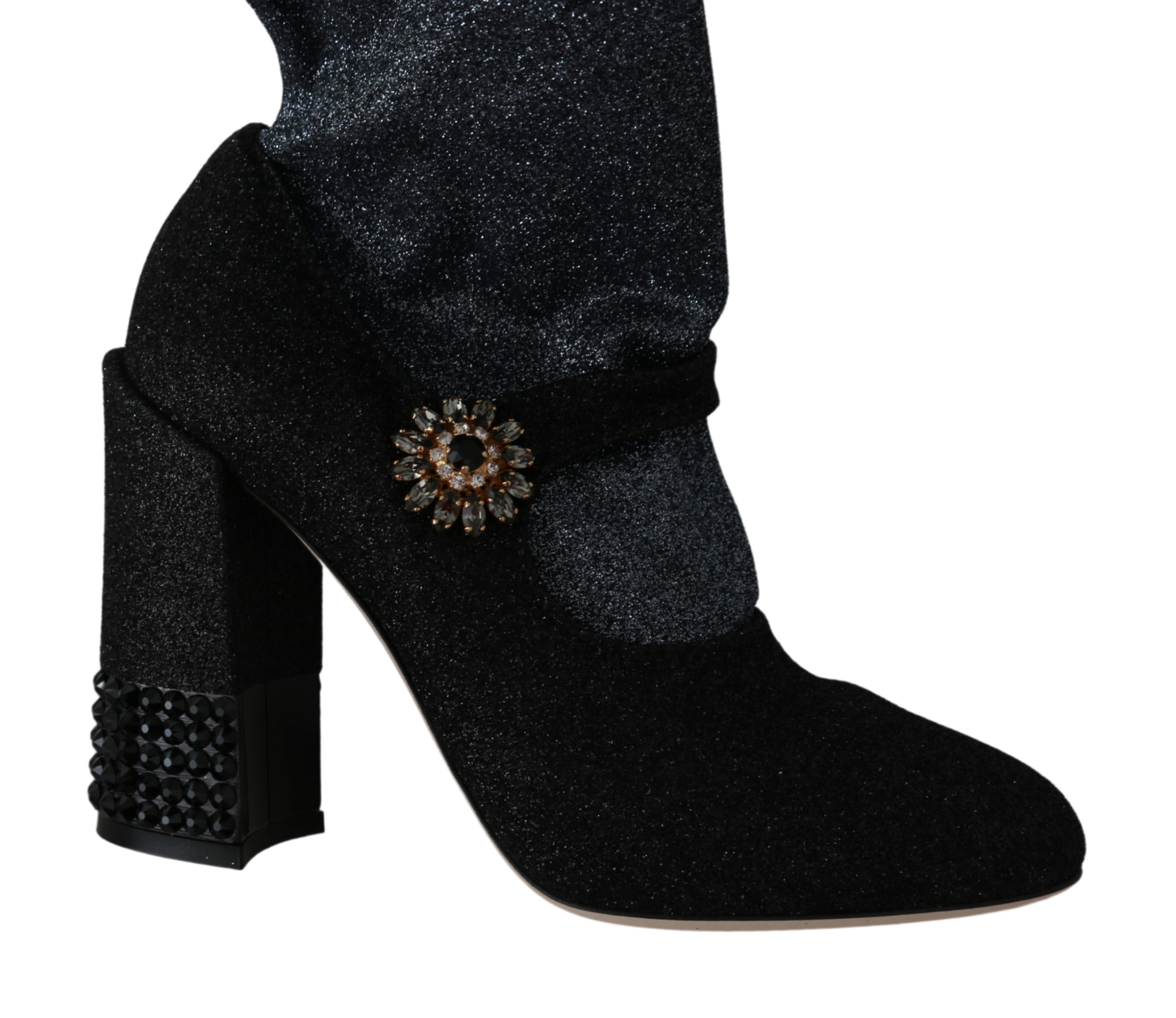 Thumbnail - Dolce & Gabbana Schwarz Kristall Mary Janes Booties Schuhe