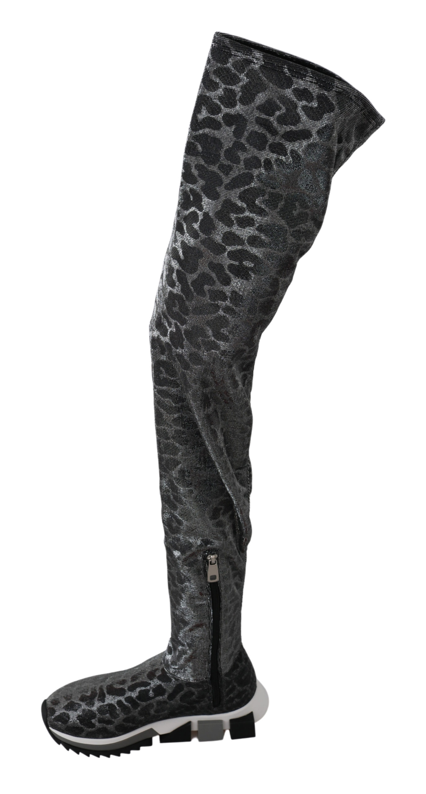 Dolce&Gabbana Grå Leopard Hög Sneakers Boots Skor dam – bild 2