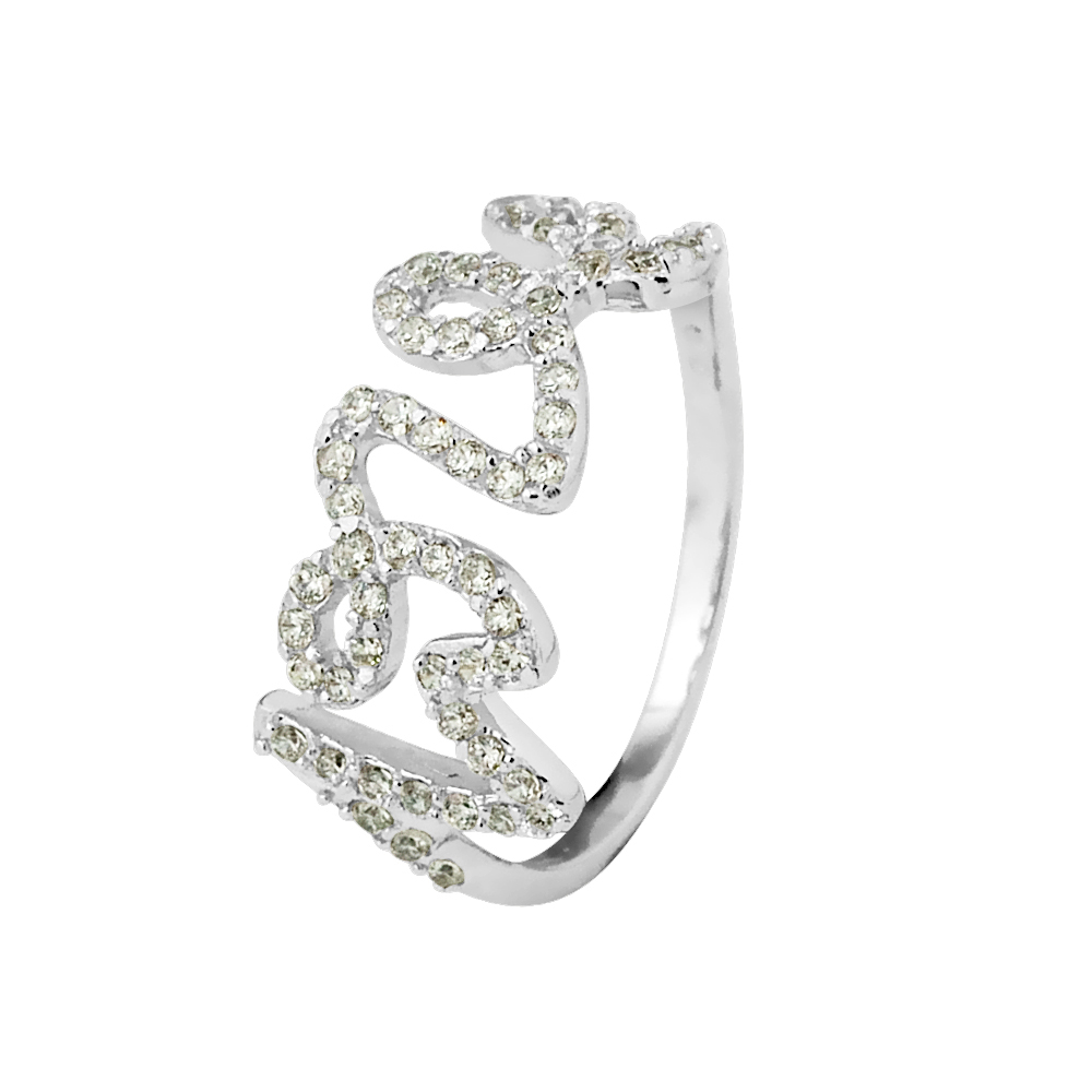 Diadema Womens - Ring Love - Black night Collection Silver Sterling - Size O 1/2