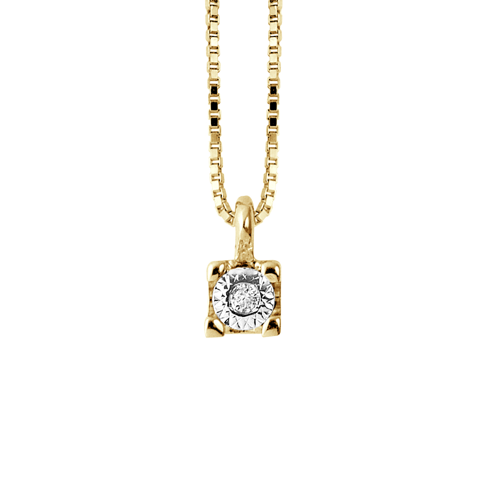 Ketting Diamond Solitaire 0,10 Cts Geel Goud 18 Karaat