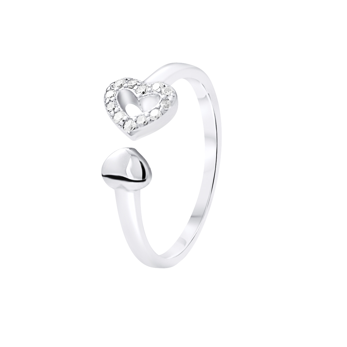 Thumbnail - Bague CŒUR Oxydes de Zirconium Ajustable Argent 925 - DARLING