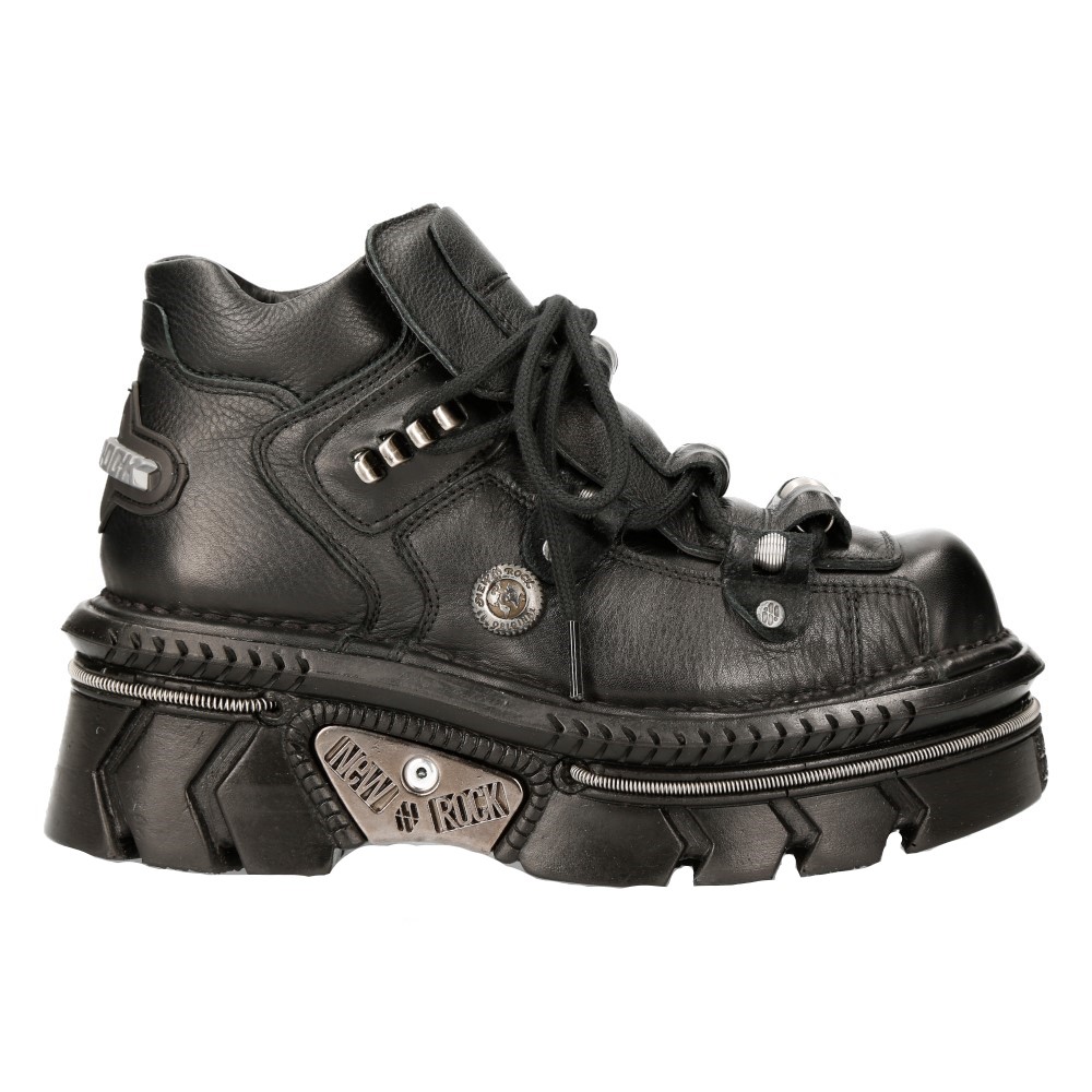 Unisex Metallic Svart Läder Gothic Techno Stövlar M-215-S6 2