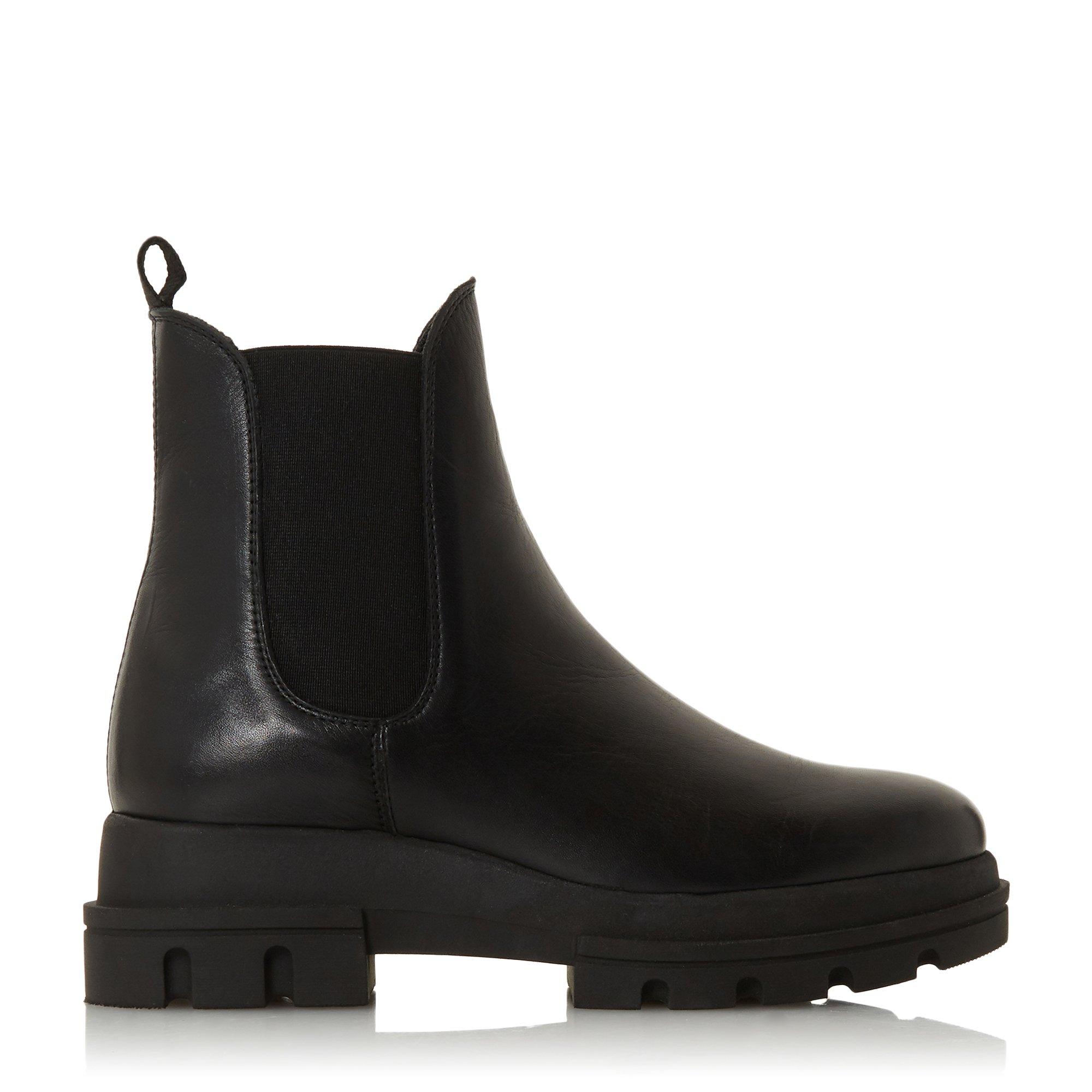 Dune London Womens Ladies PROVENSE Chunky Outsole Chelsea Boots – Black Leather (archived) – Size UK 8
