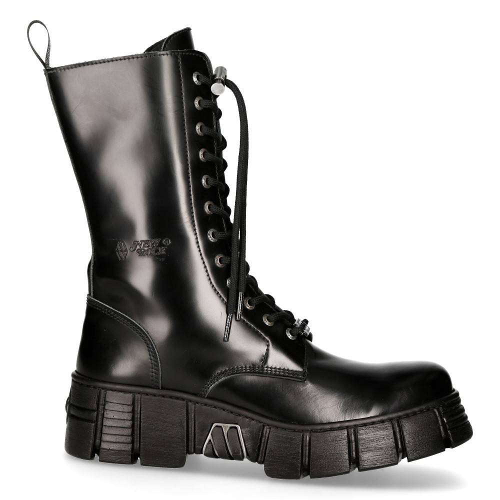 New Rock Boots Läder Mid-Calf Tower Biker Boots M-WALL027N-C2 kängor dam – bild 2