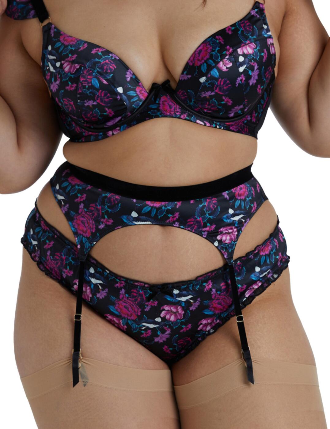 Playful Promises Womens PPSB3196 Noriko Suspender Belt – Multicolour Elastane – Size 24 UK