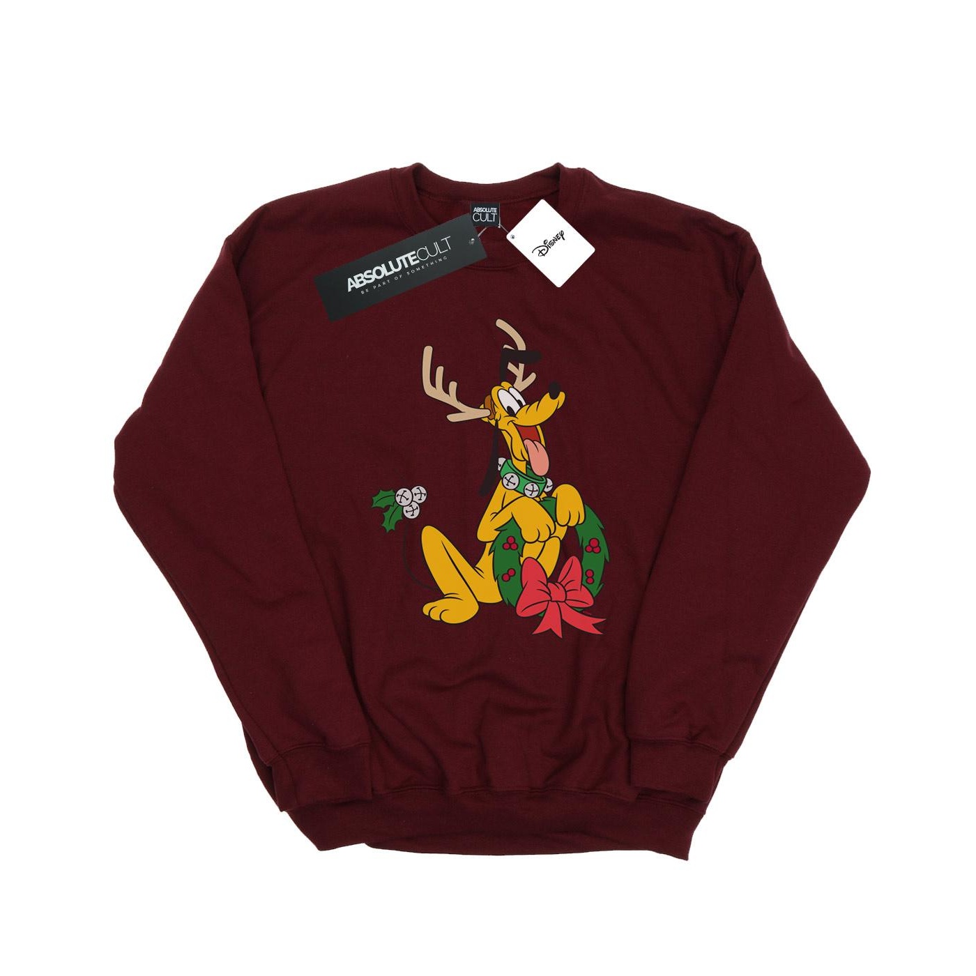 Thumbnail - Disney - "Pluto Christmas Reindeer" Sweatshirt für Herren (Burgunderrot)