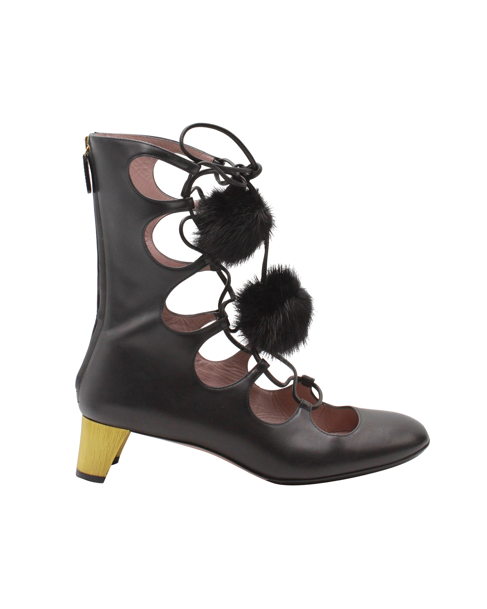 Gucci Pre-owned Womens Heloise Lace-up Gladiator Boots In Black Leather Leather (archived) – Size UK 5