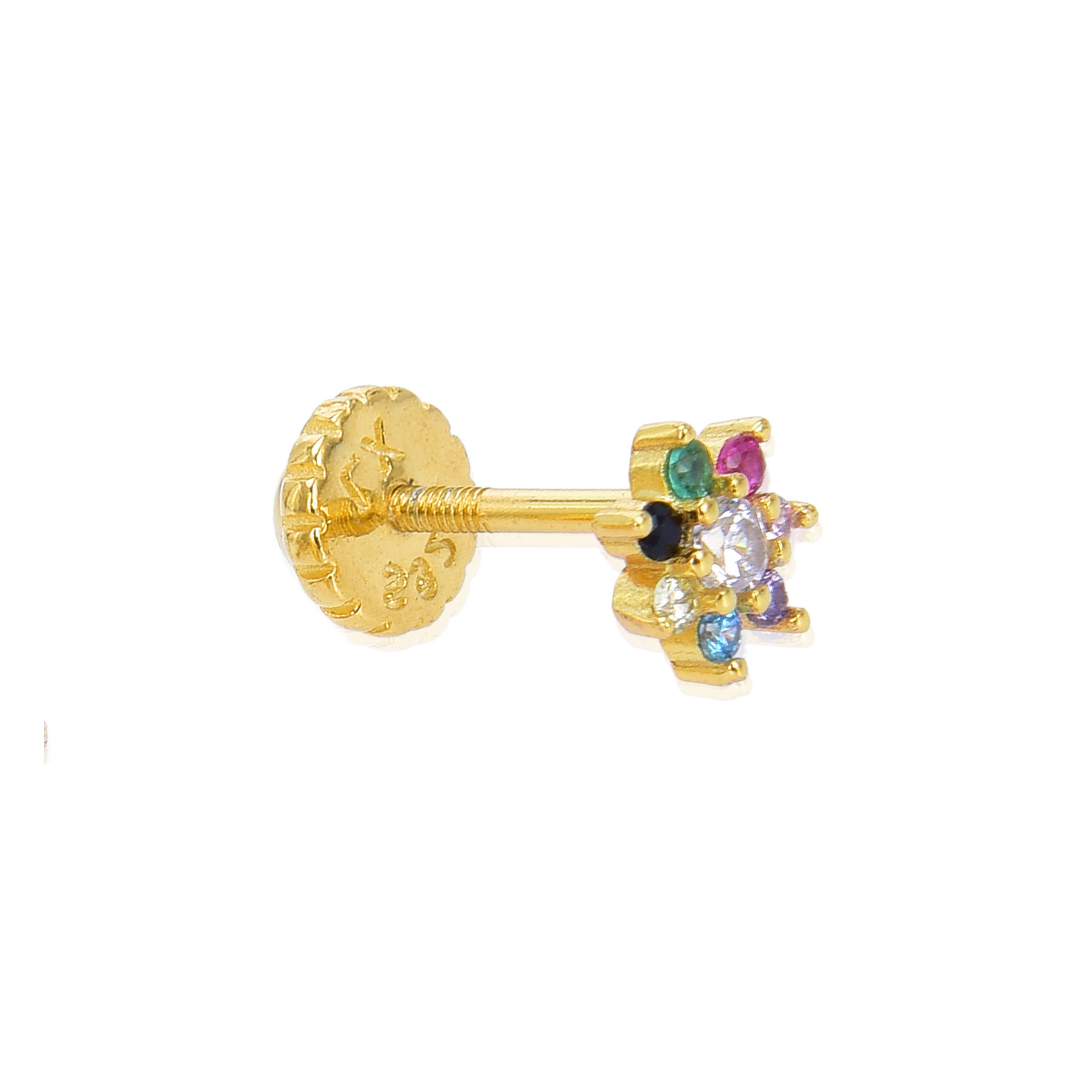 Piercing Luxenter Fanti Sterling Silver 925 och flerfärgad zirkonia med 18 karats gult guld