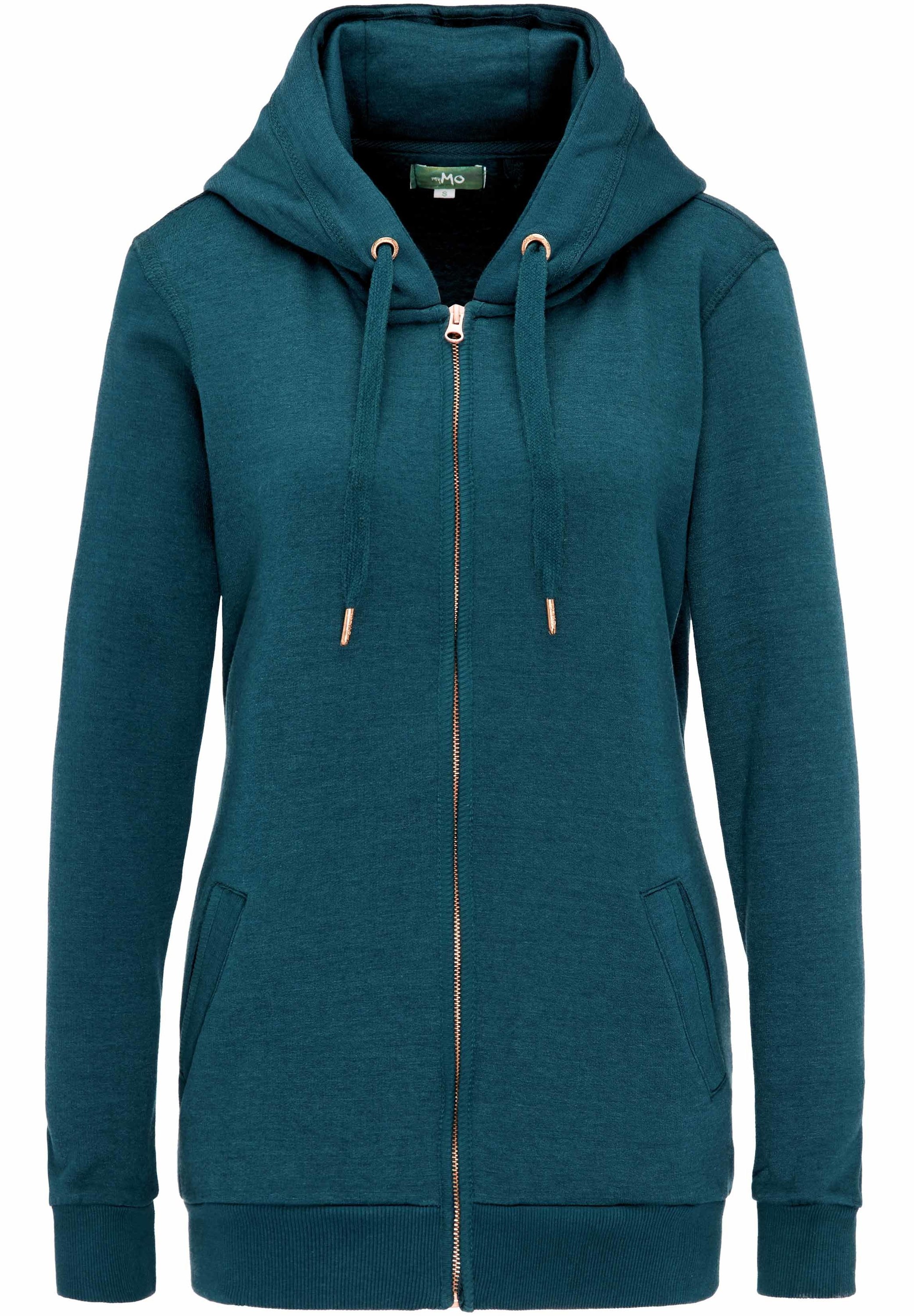 Mymo Sweatjacke Damen Smaragdgrün S