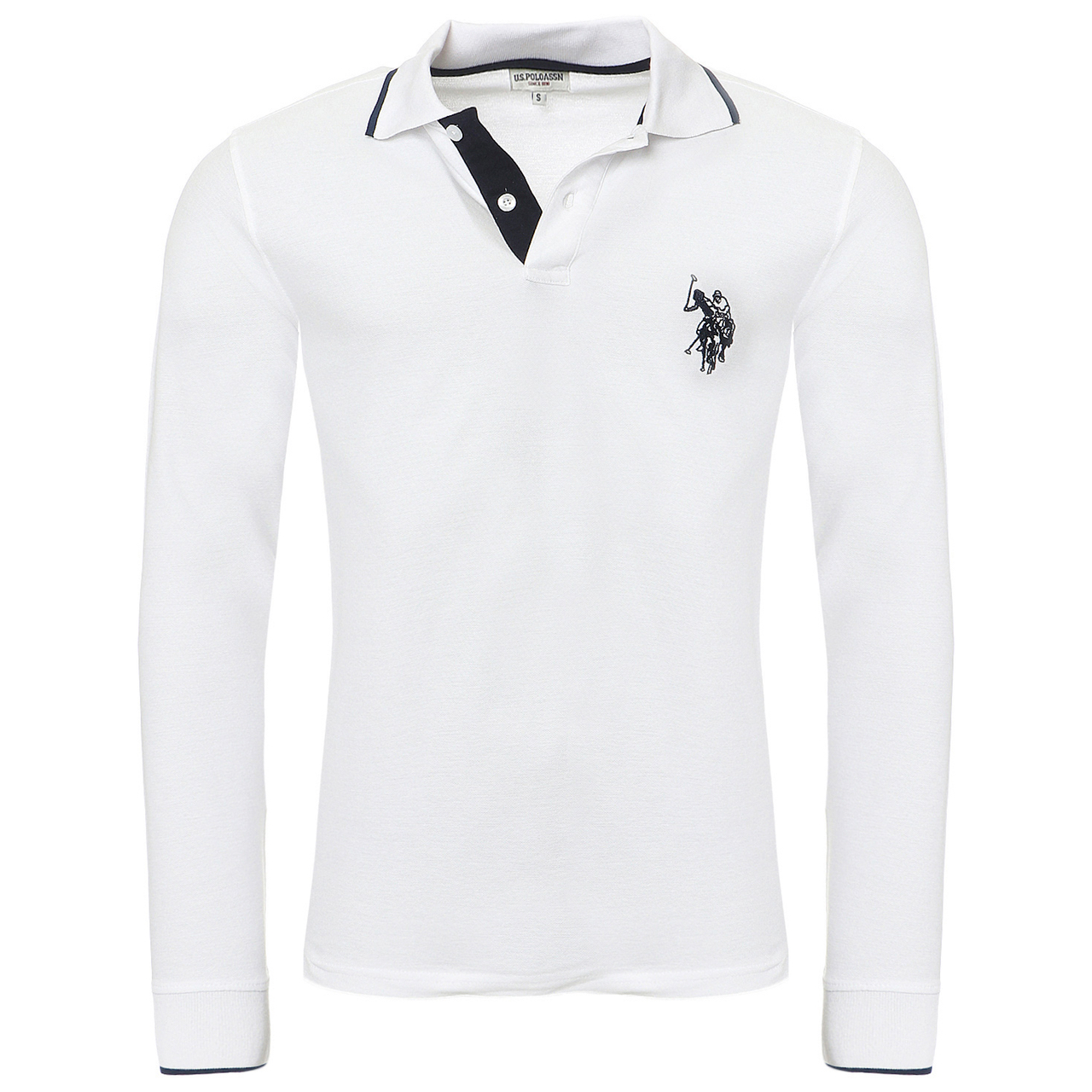 Thumbnail - U.S. Polo Assn. Langarm Poloshirt in Weiß