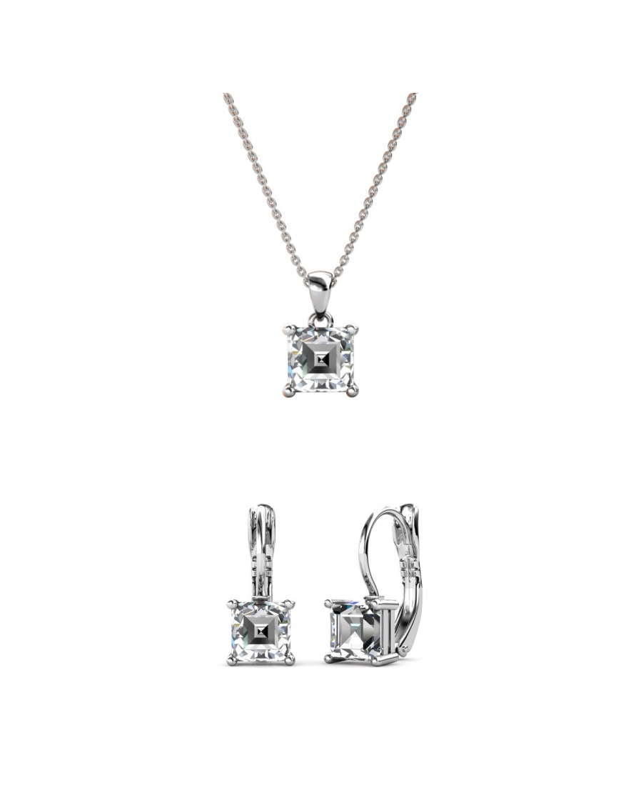 Thumbnail - Parure et Coffret Square - Argenté et Cristal