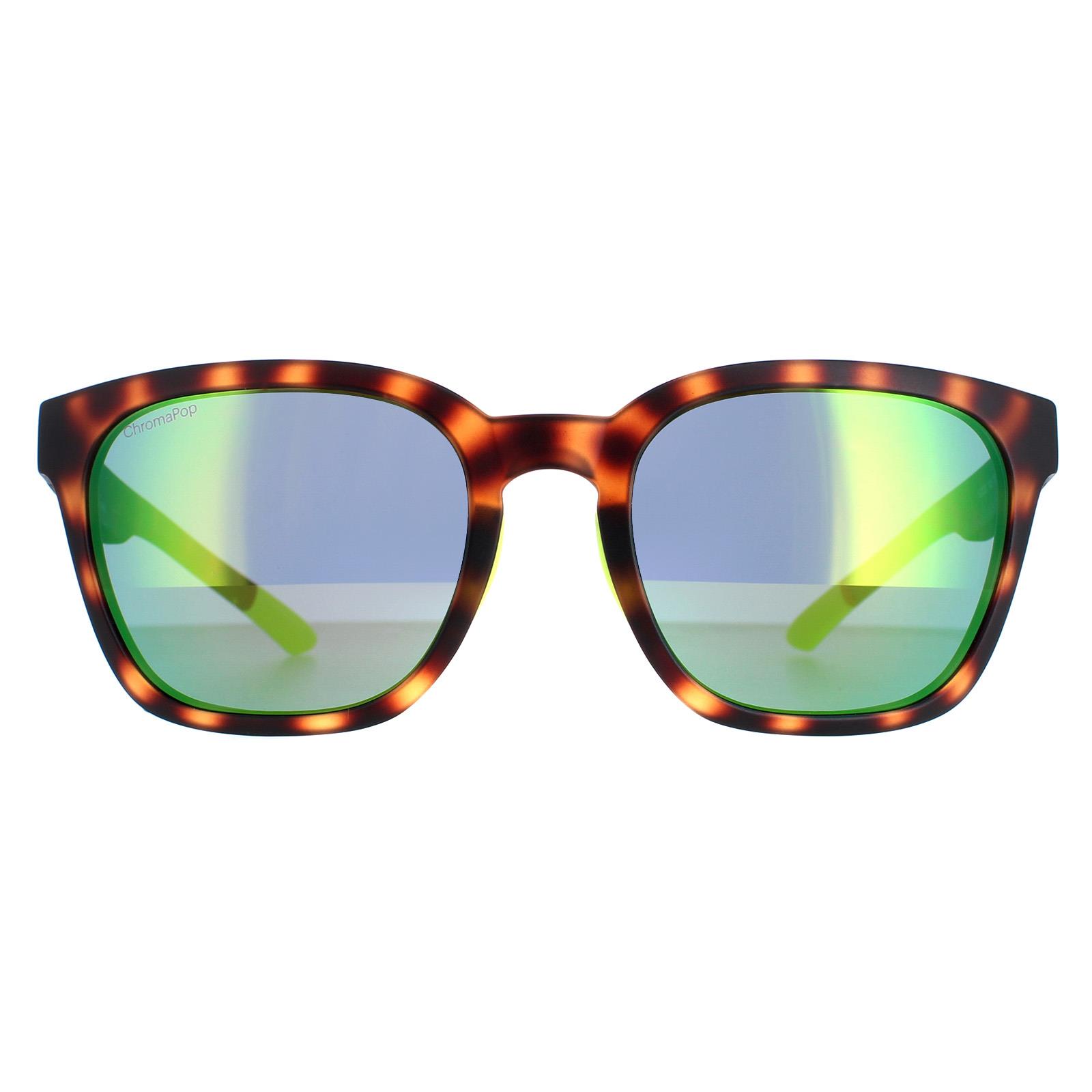 Smith Founder A84 X8 mat schildpad groene spiegel zonnebril