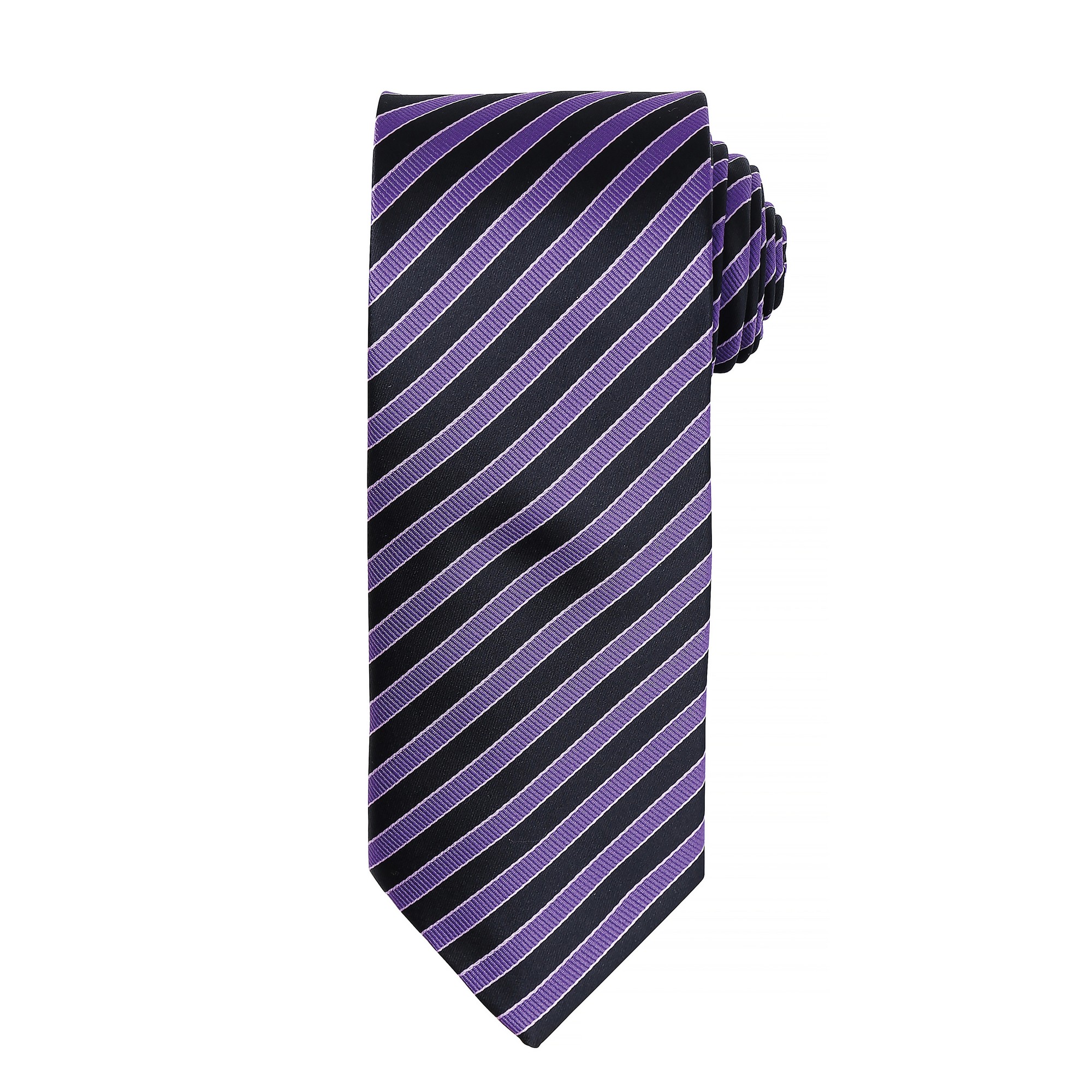 Thumbnail - Premier Mens Double Stripe Pattern Formal Business Tie (Rich Violet/Schwarz)
