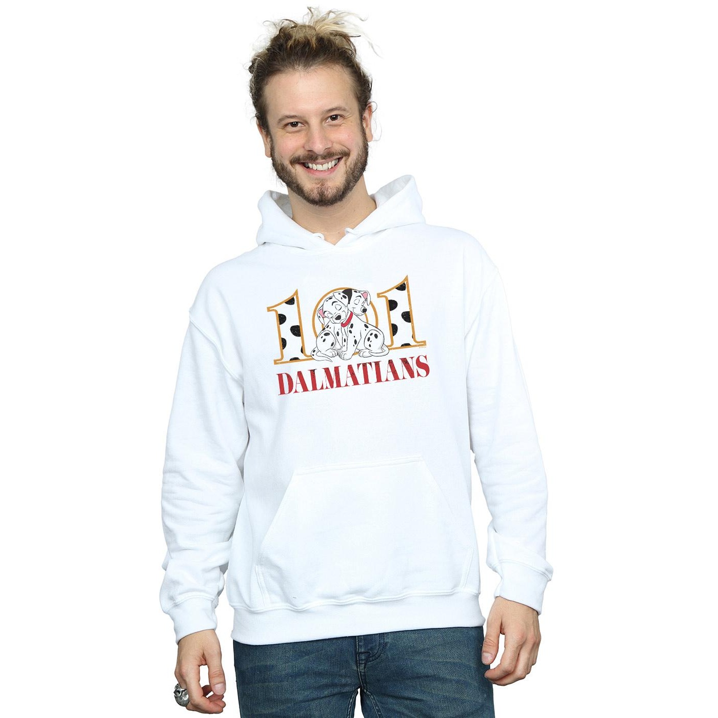 Disney Mens 101 Dalmatians Puppy Hug Hoodie (White) herr – bild 2